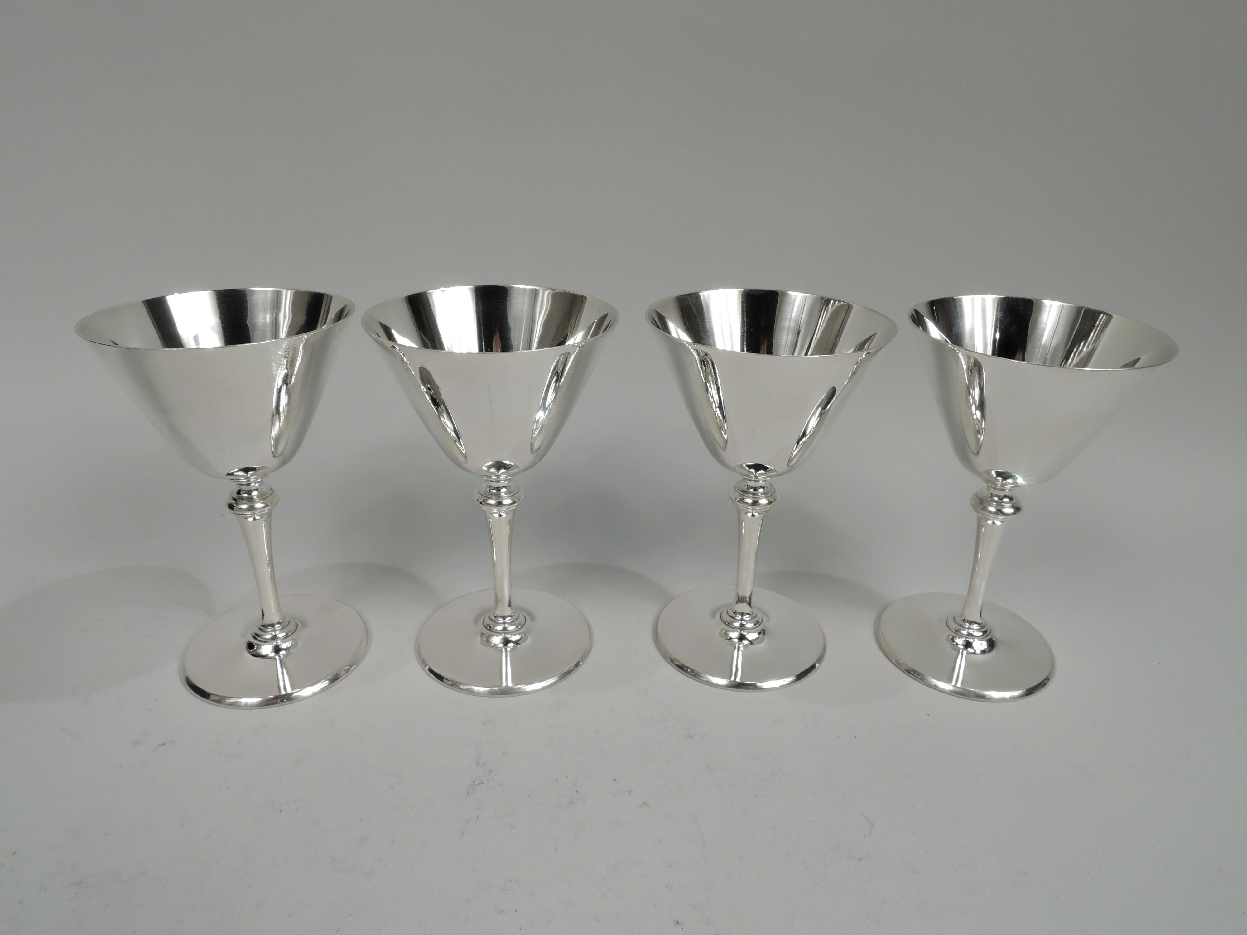 American Set of 8 Fabulous Tiffany Art Deco Sterling Silver Cocktail Cups