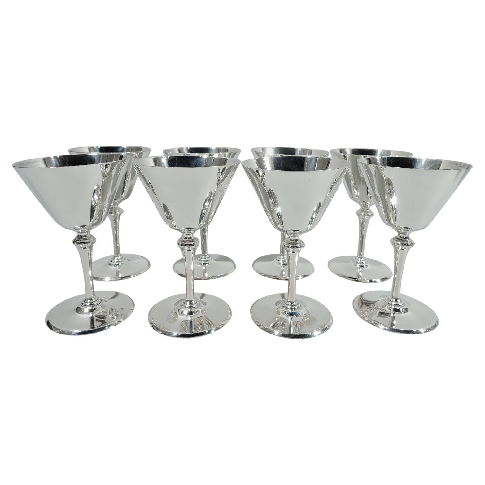 Set of 8 Fabulous Tiffany Art Deco Sterling Silver Cocktail Cups at