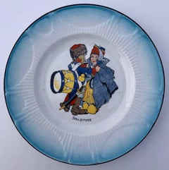 Set of Eight Faïence Plates, Children Dressed in Napoleon Army Costumes