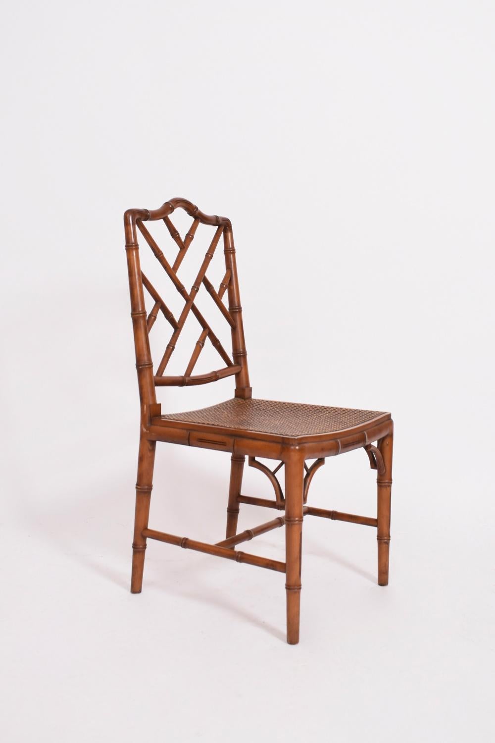 Set of 8 faux bamboo and canning chairs, 1970s In Excellent Condition In Lisboa, PT