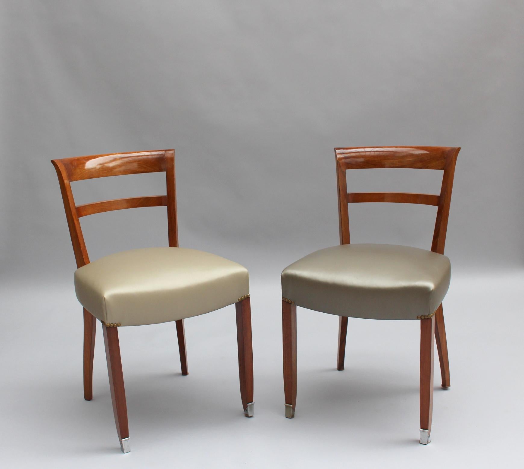 Art Deco Set of 8 Fine French 1930s Dining Chairs by Jules Leleu (Dining Table Available) For Sale