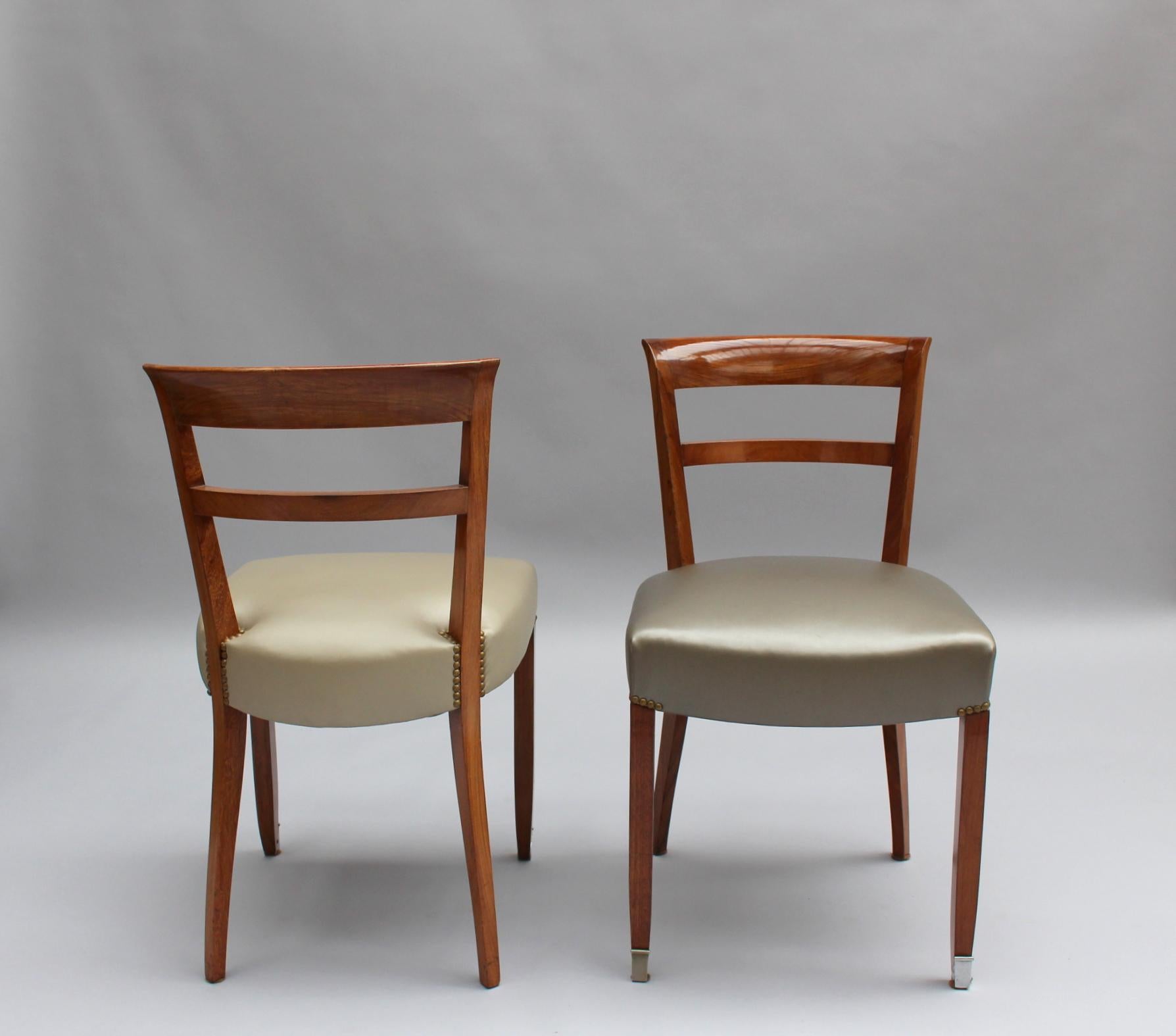 Mid-20th Century Set of 8 Fine French 1930s Dining Chairs by Jules Leleu (Dining Table Available) For Sale