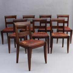 Set of 8 Fine French 1930s Mahogany Dining Chairs