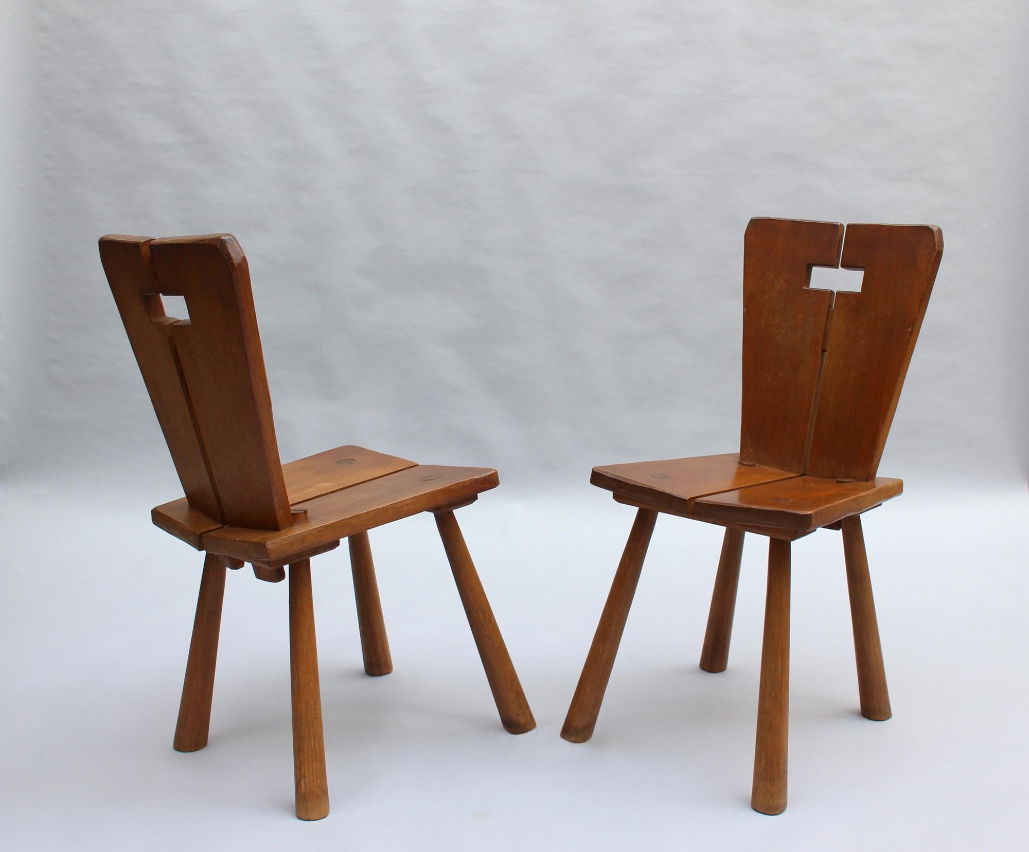 Set of 8 Fine French 1950s Beech Dining Chairs (priced per chair) For Sale 12
