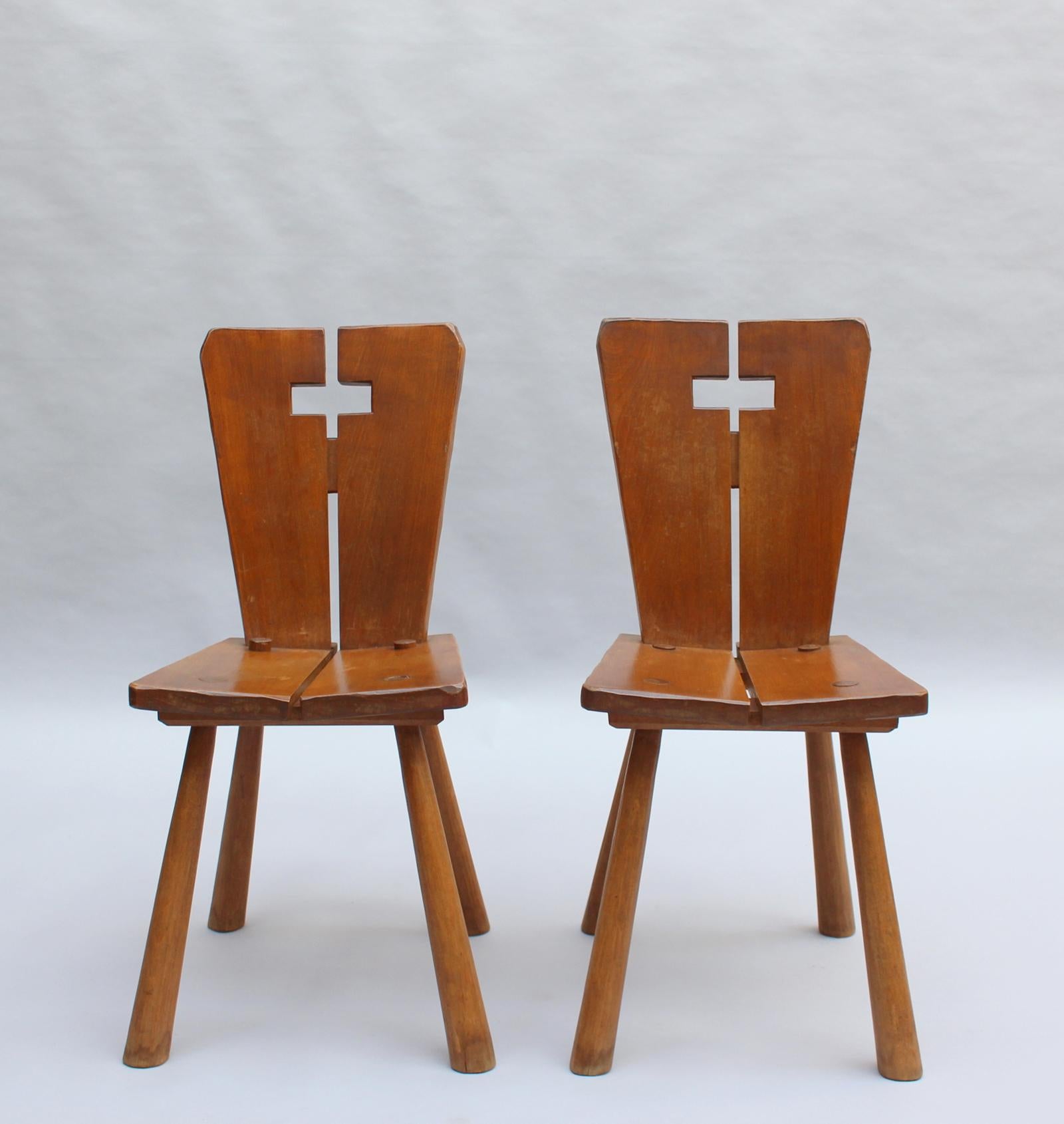 Set of 8 Fine French 1950s Beech Dining Chairs (priced per chair) For Sale 14