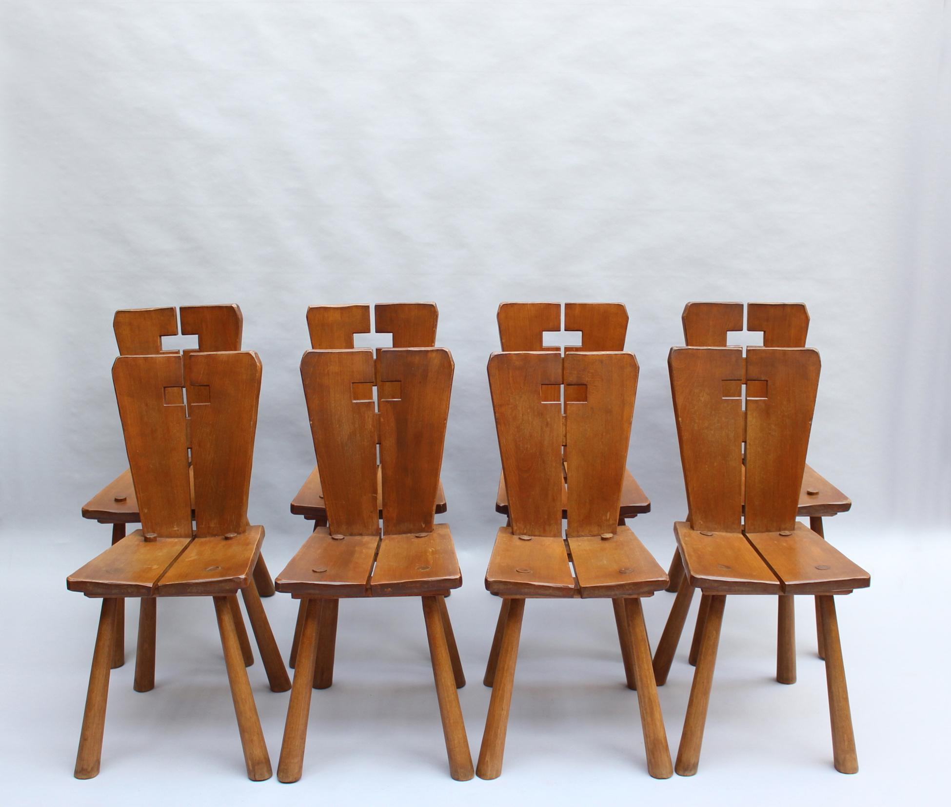 Set of 8 Fine French 1950s Beech Dining Chairs (priced per chair) For Sale 15