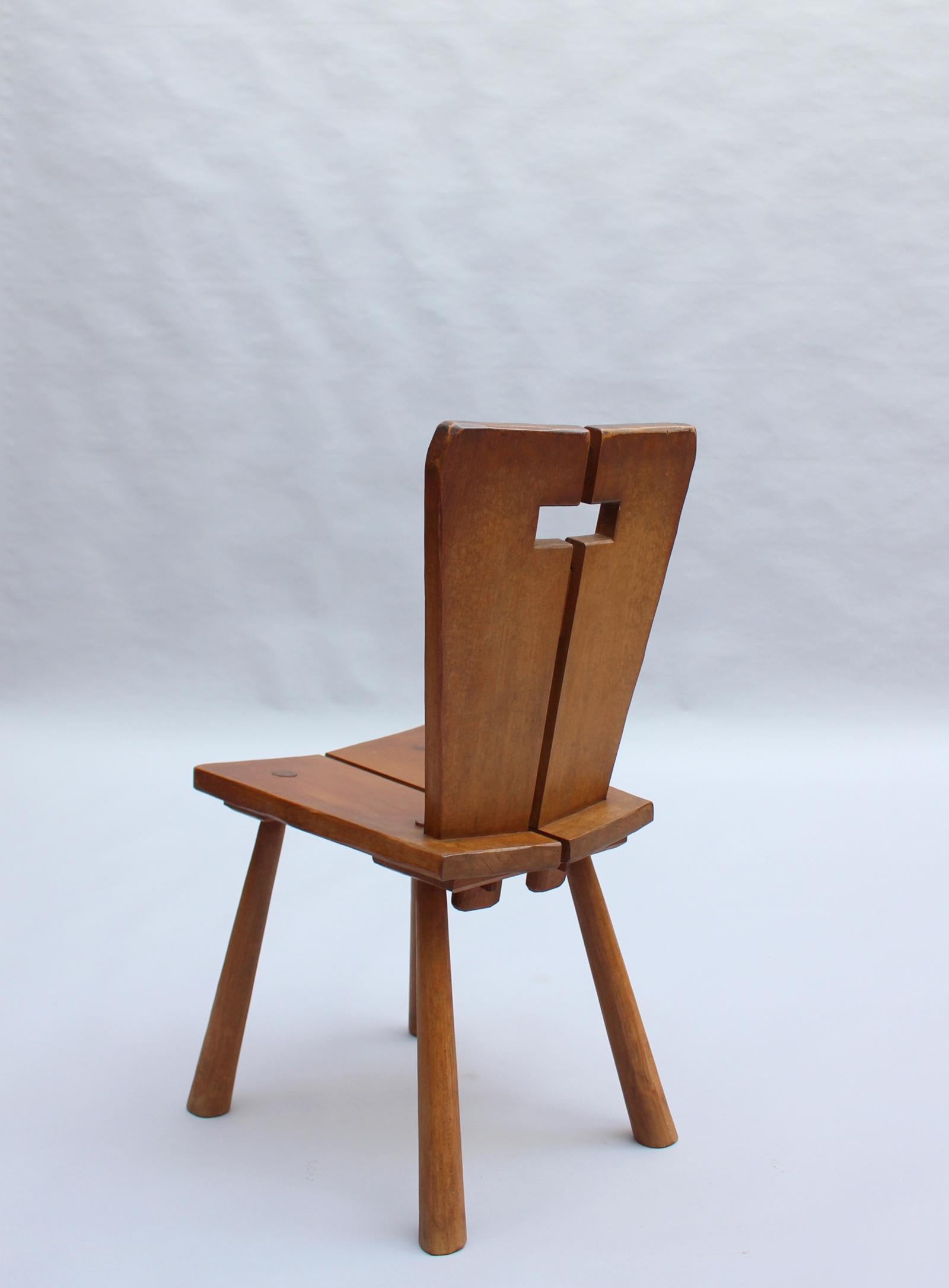 8 Fine French 1950s Beech Dining Chairs (priced per chair) For Sale 1