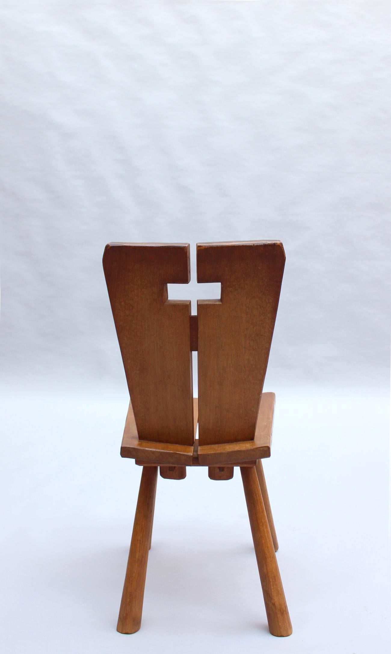 Set of 8 Fine French 1950s Beech Dining Chairs (priced per chair) For Sale 2