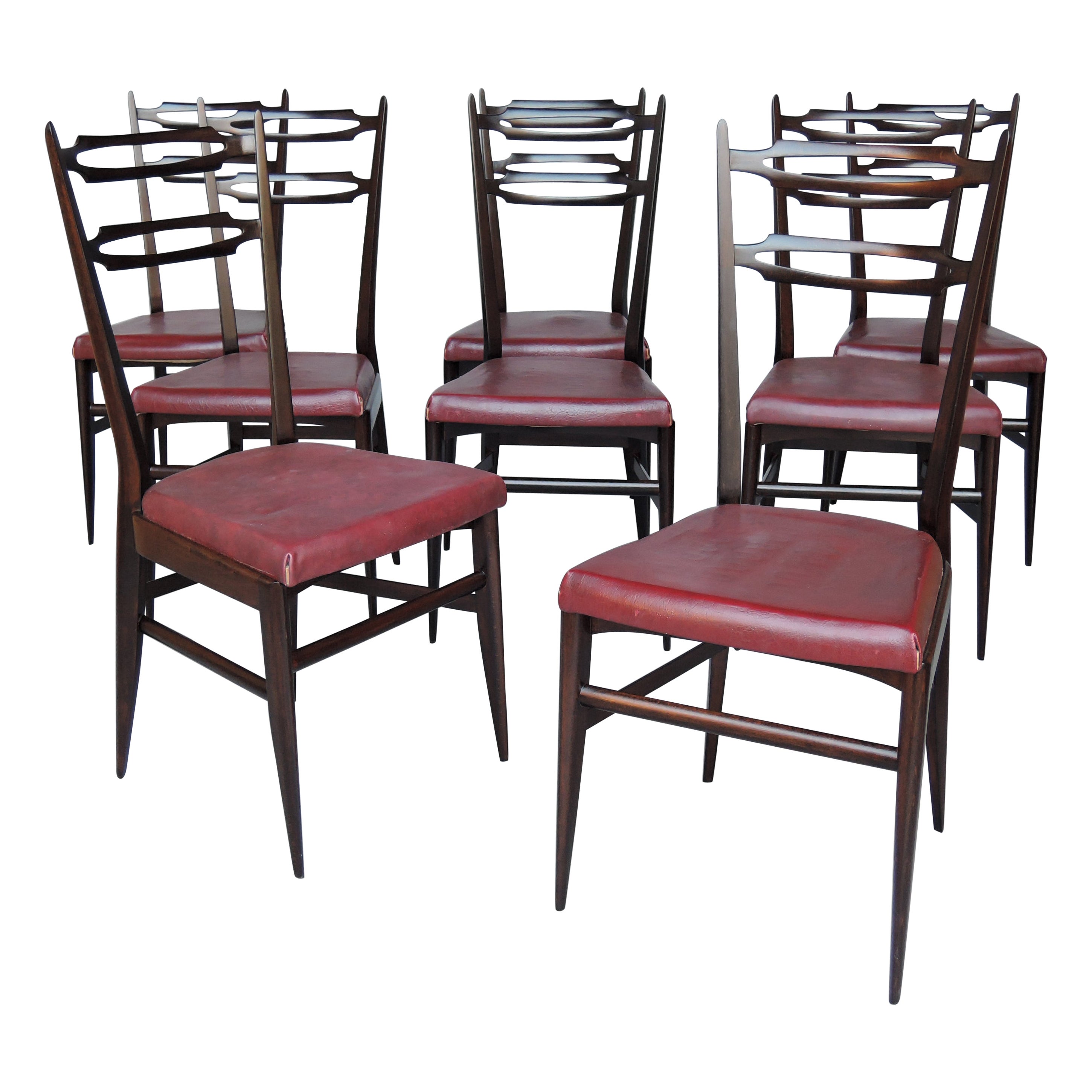 Ensemble de 8 chaises de salle à manger françaises des années 1950 par Maurice Flachet