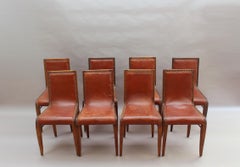 Set of 8 Fine French art Deco Dining Chairs by Albert Guenot for "Pomone"