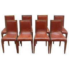 Set of 8 Fine French art Deco Dining Chairs by Albert Guenot for "Pomone"