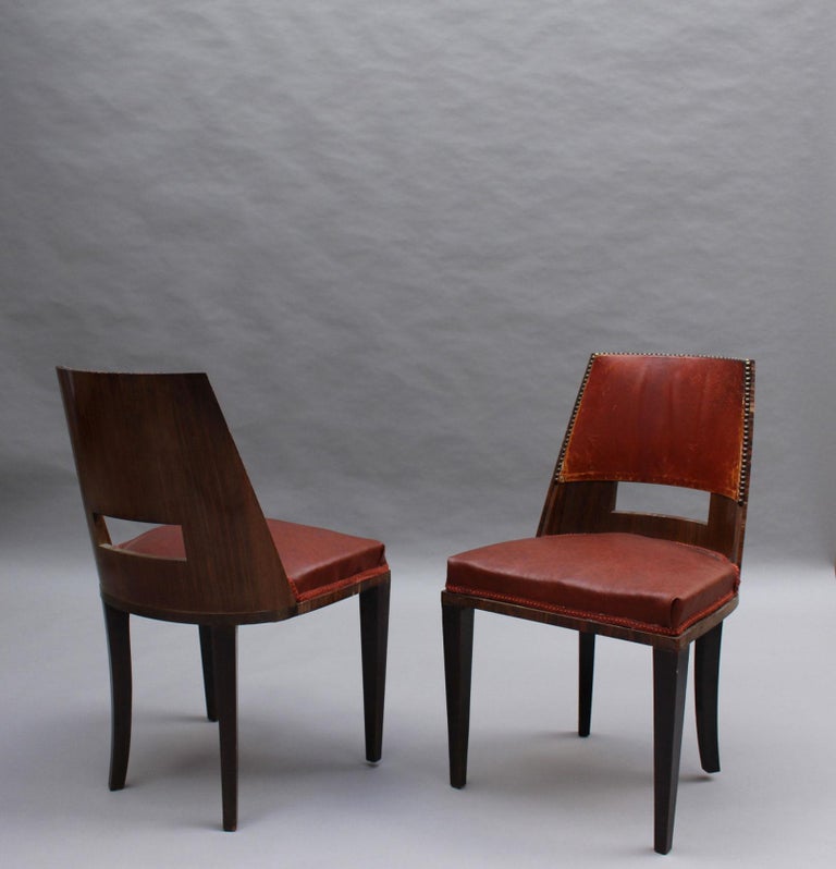 Set of 8 Fine French Art Deco Dining Chairs by DIM In Fair Condition For Sale In Long Island City, NY