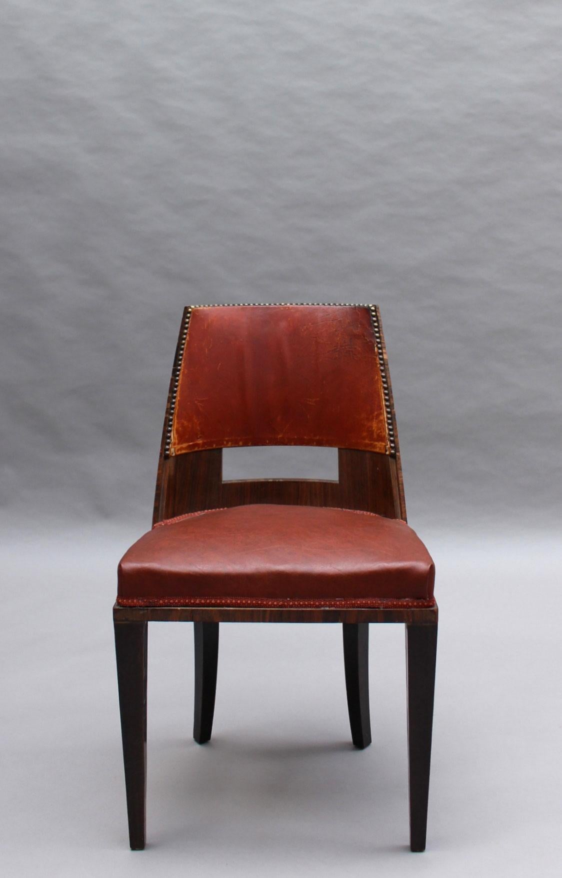 Set of 8 Fine French Art Deco Dining Chairs by DIM In Fair Condition In Long Island City, NY