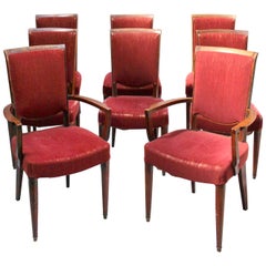 Set di 8 sedie da pranzo in stile Art Déco francese di Jules Leleu