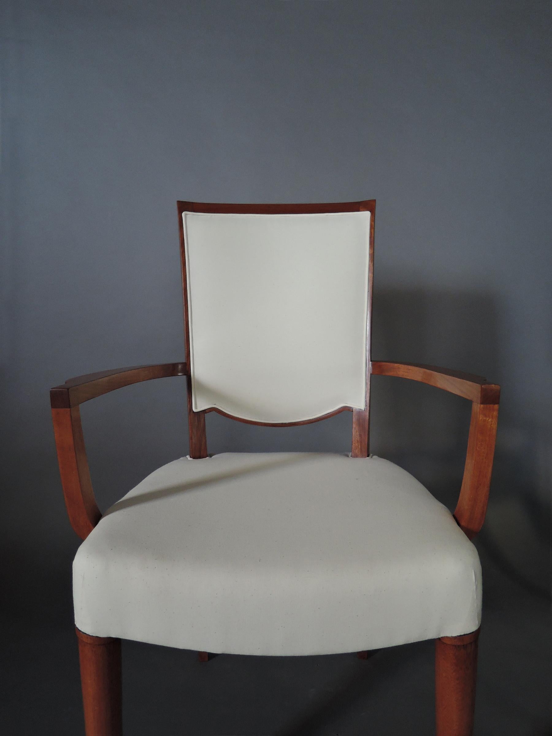 Set of 8 Fine French Art Deco Mahogany Dining Chairs by Jules Leleu 6