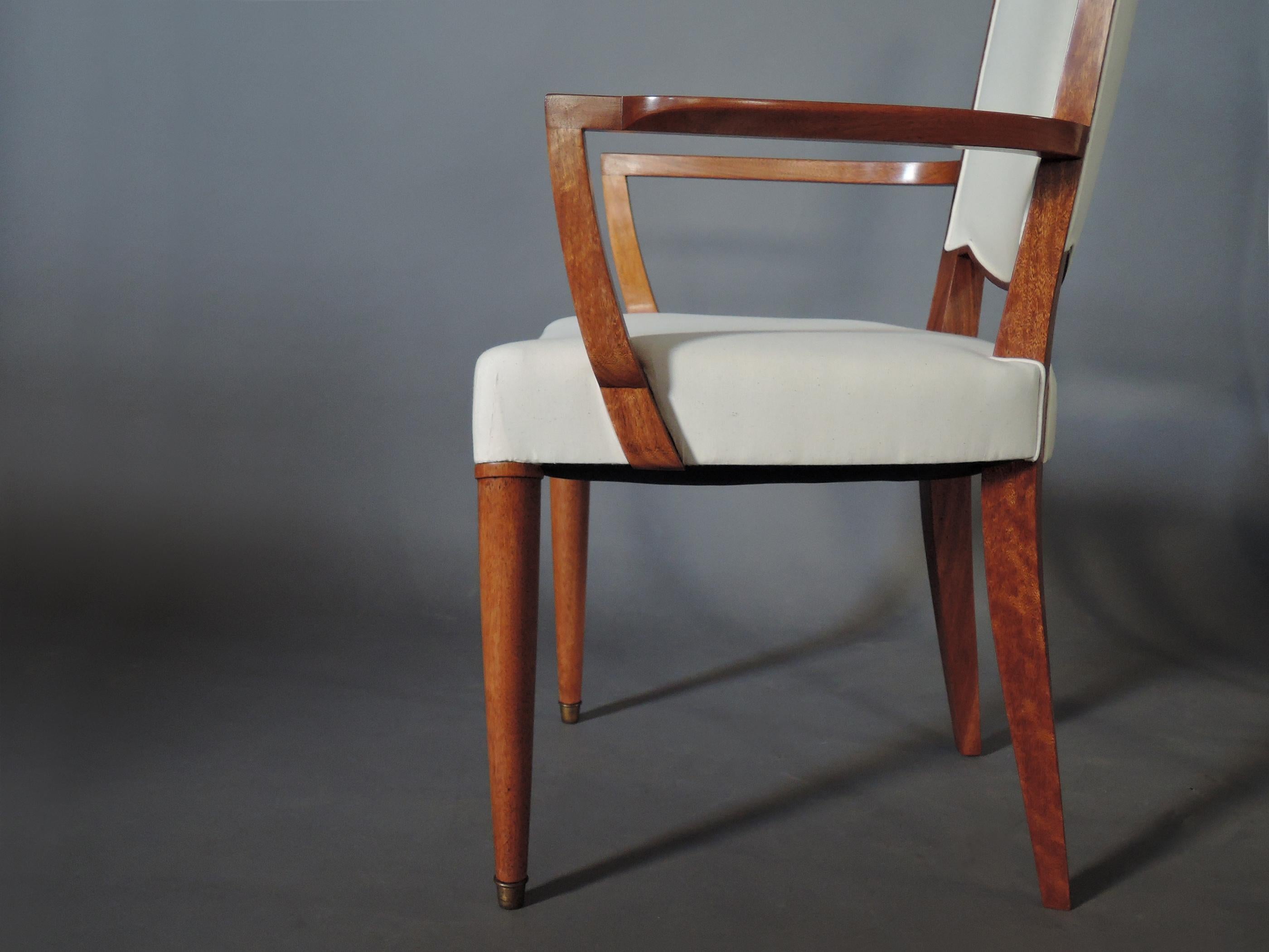 Set of 8 Fine French Art Deco Mahogany Dining Chairs by Jules Leleu 7