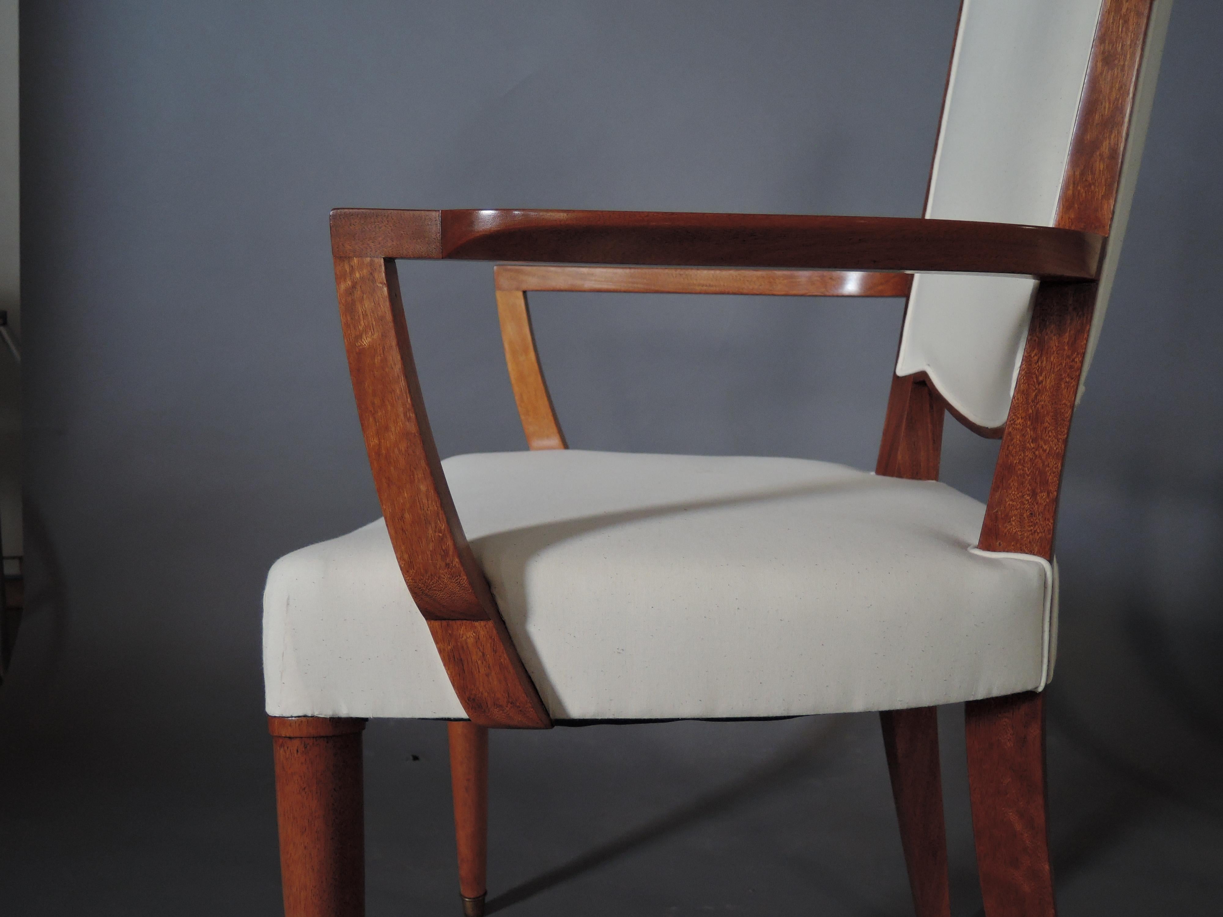 Set of 8 Fine French Art Deco Mahogany Dining Chairs by Jules Leleu 8