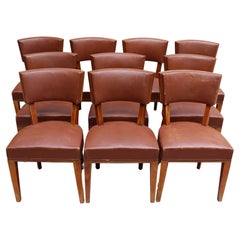 Set of 8 Fine French Art Deco Mahogany Dining Chairs