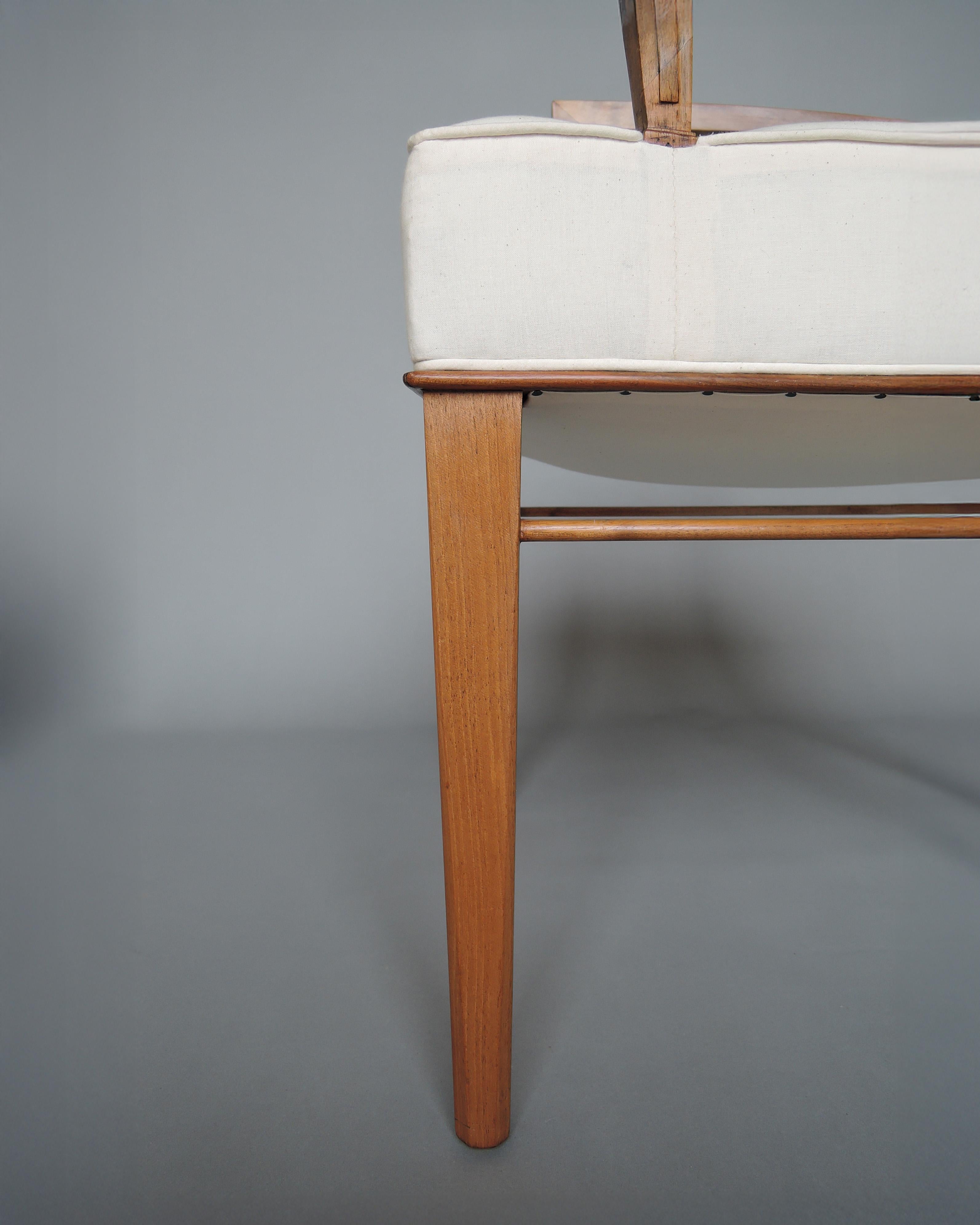 8 Stühle aus Nussbaumholz von Dominique im französischen Art Déco-Stil (6 Seiten- und 2 Armlehnenstühle) im Angebot 8
