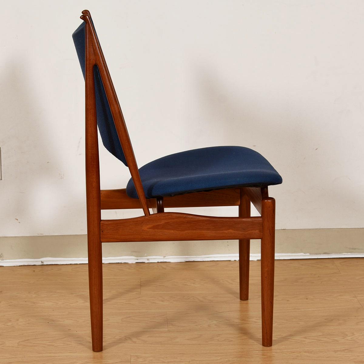 Upholstery Set of 8 Finn Juhl Egyptian Teak Dining Chairs For Sale