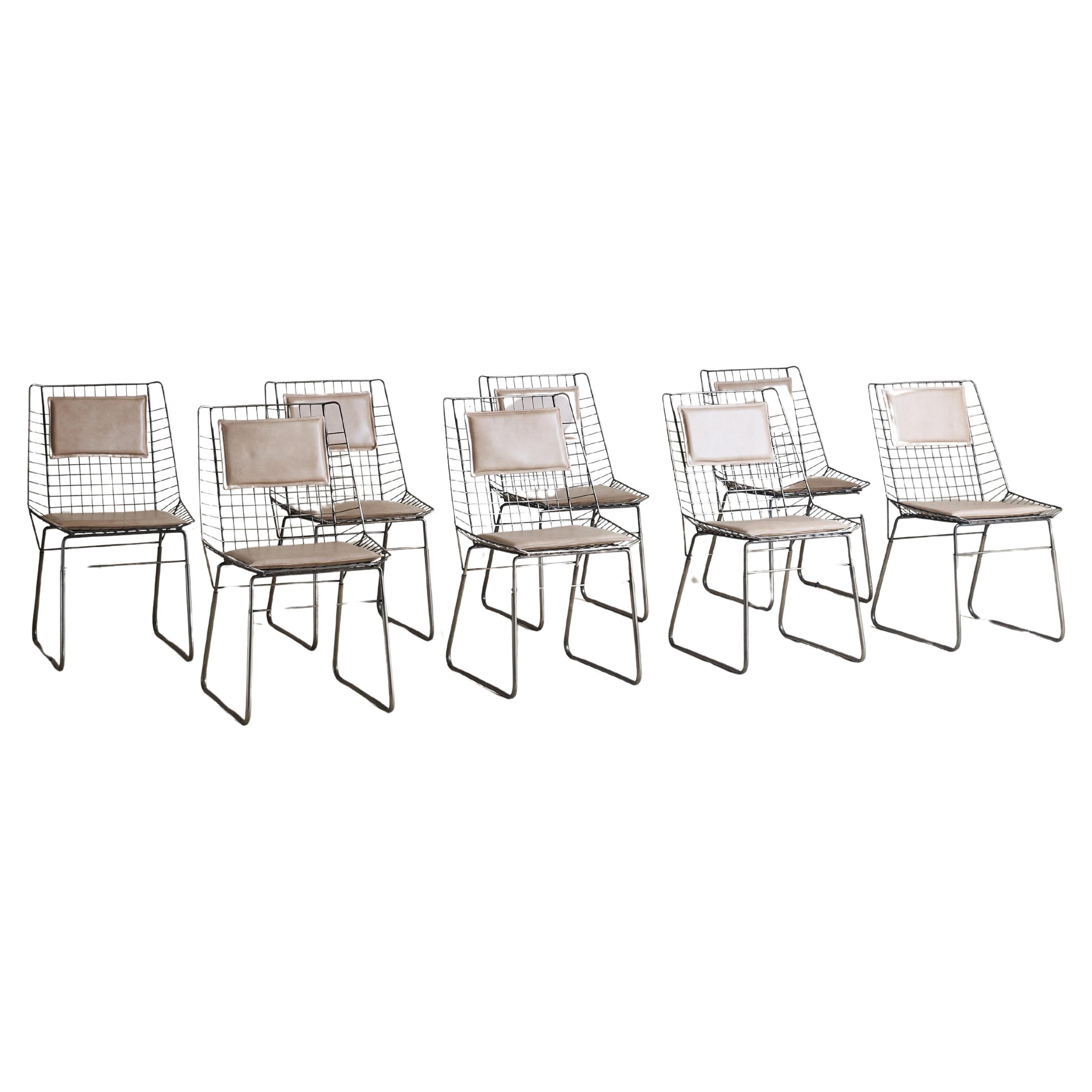 Ensemble de 8 chaises de salle à manger en acier "Flamingo" par Cees Braakman pour Pastoe, années 1960 en vente