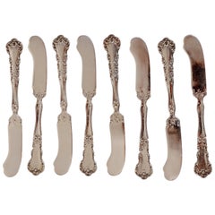 Antique Set of 8 Flat Handled Butter Knife Meriden/International Silver Pansy Pattern