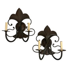 Set of 8 Fleur de Lis Sconces, Sold per Pair