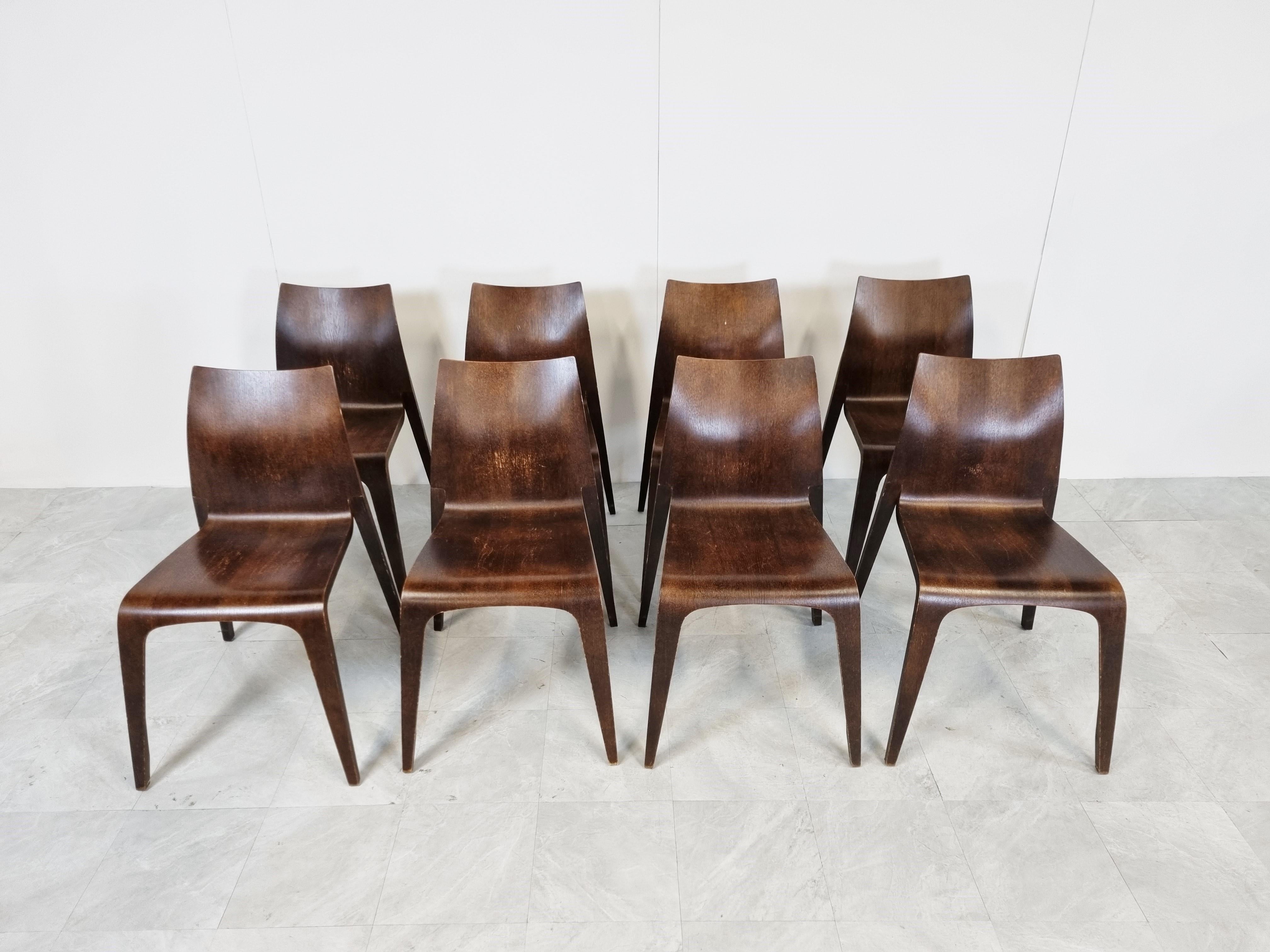 Scandinavian Modern Set of 8 Flow Chairs by Jacob Berg, 1960s