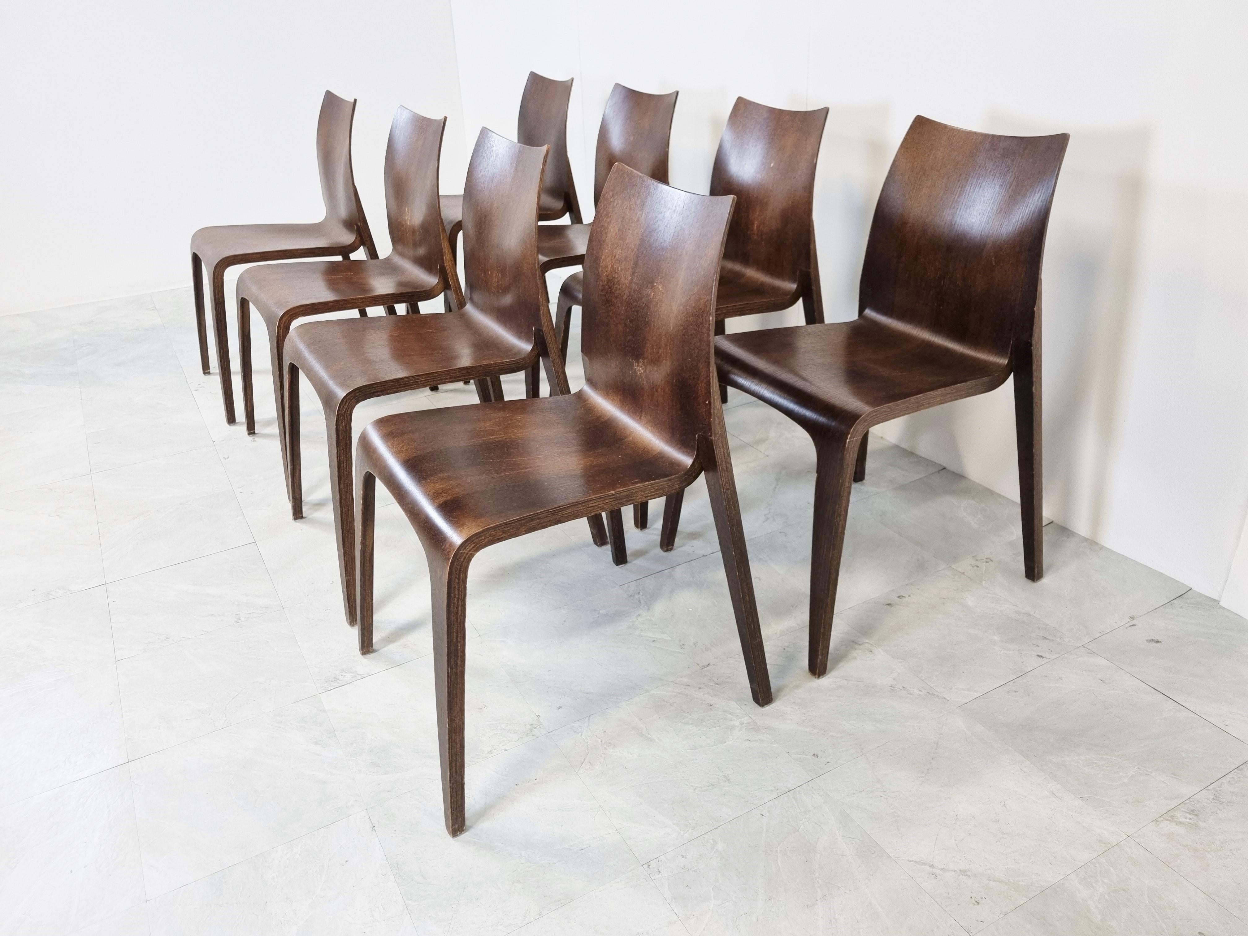 Danish Set of 8 Flow Chairs by Jacob Berg, 1960s
