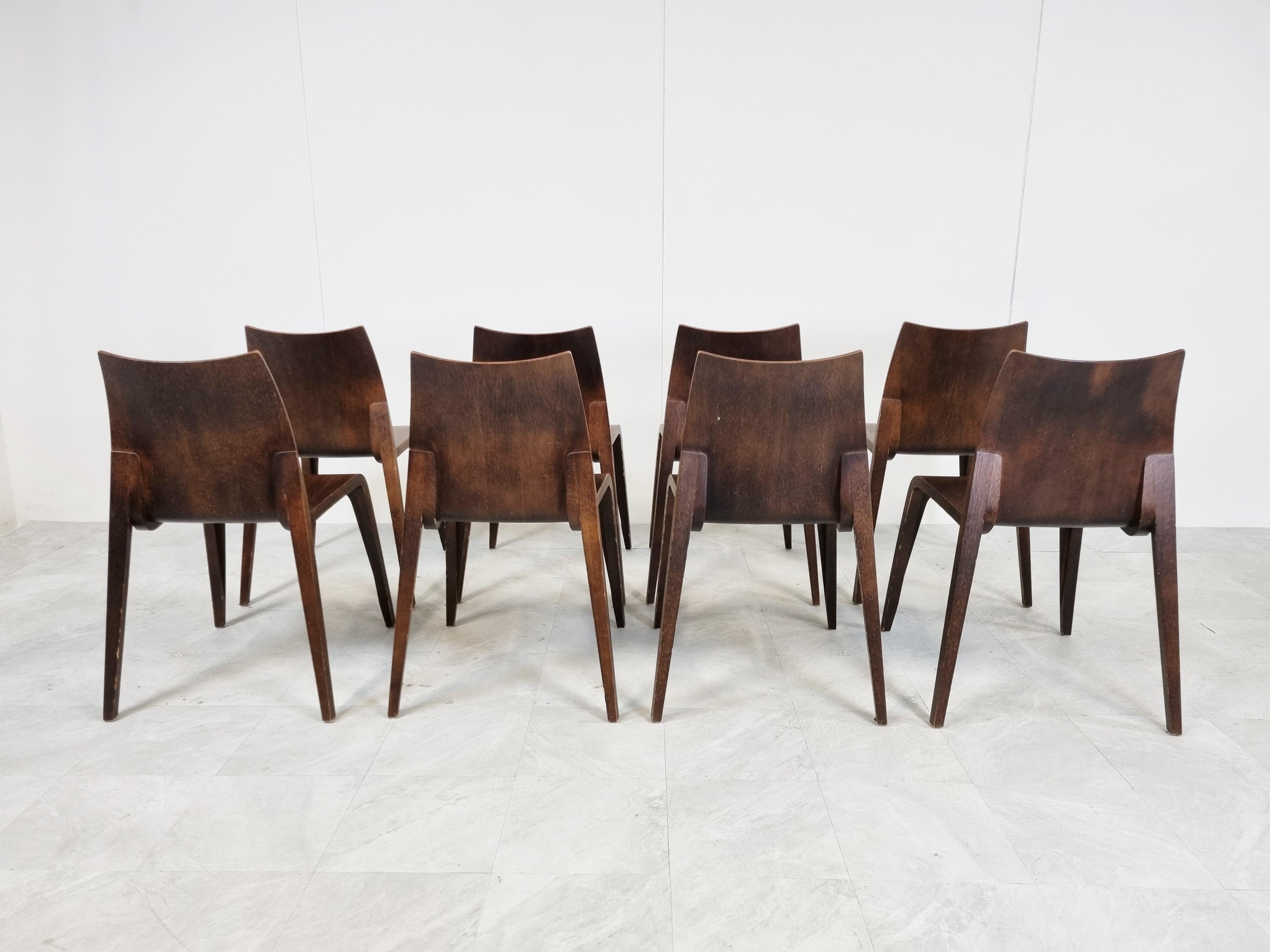 Bentwood Set of 8 Flow Chairs by Jacob Berg, 1960s