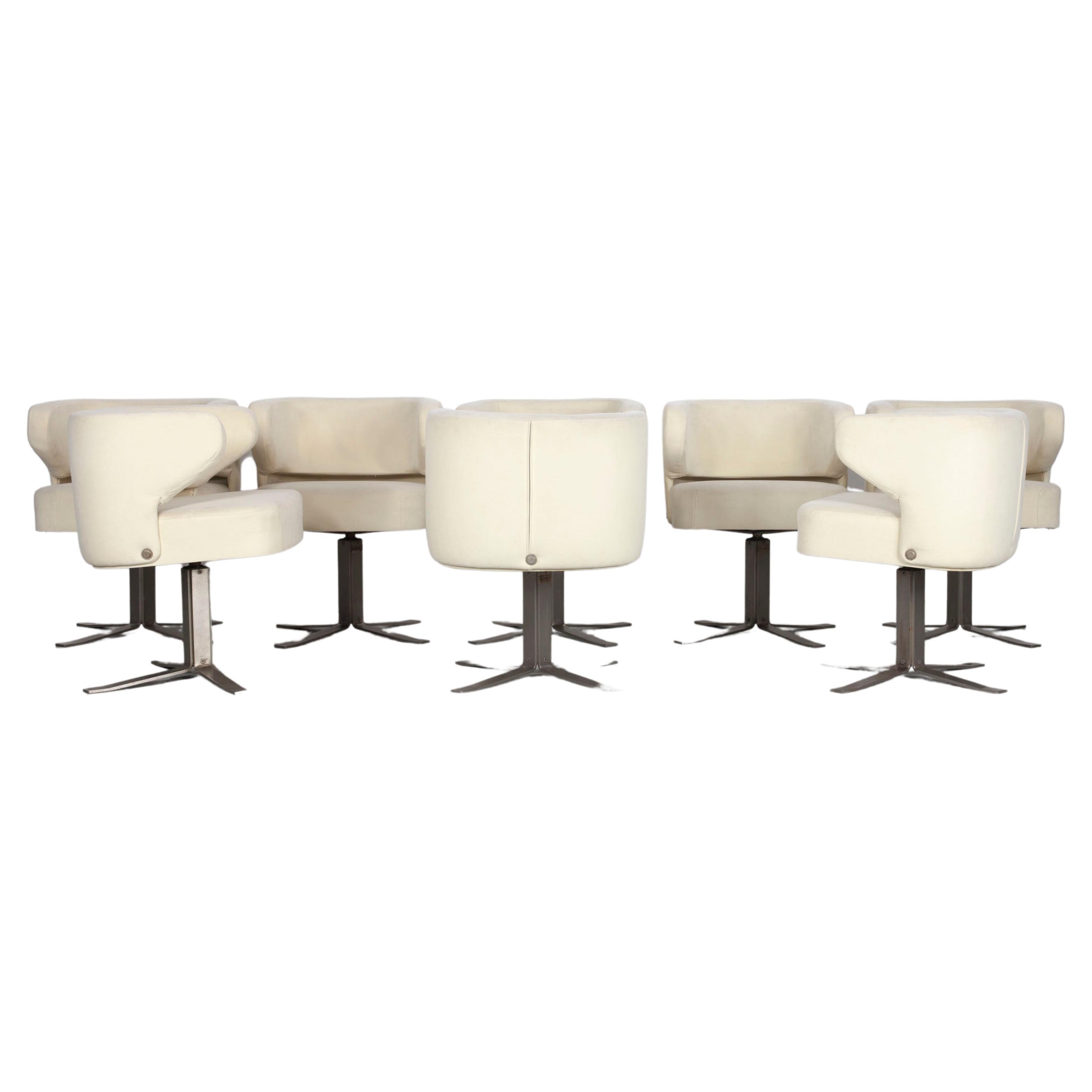 Set of 8 Formanova "Ponney" Swivel Chairs, Designed by Gianni Moscatelli, Italy For Sale