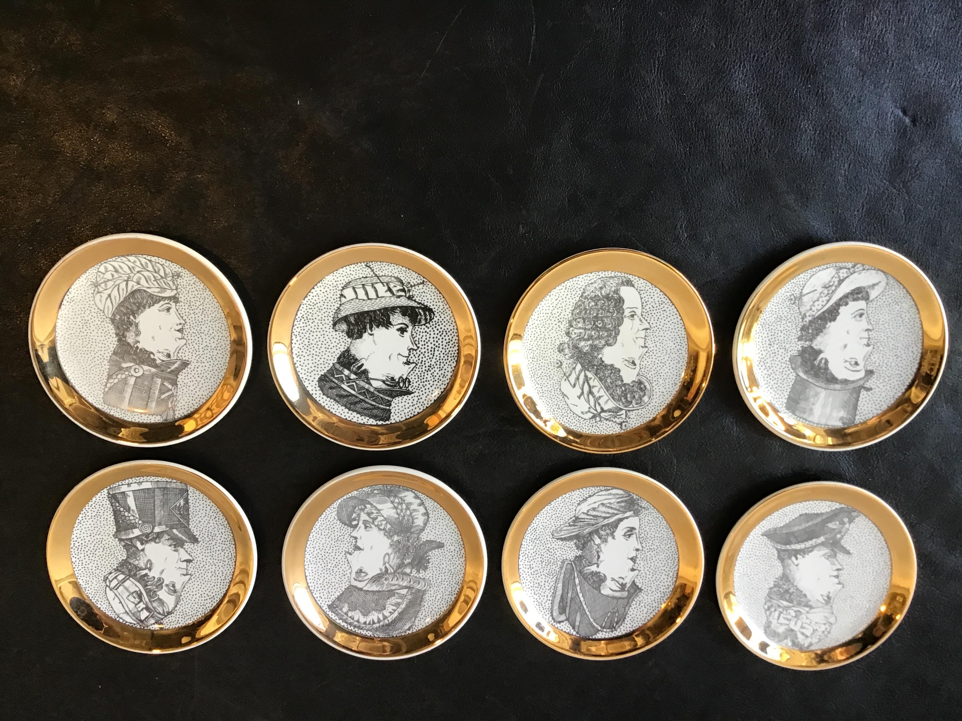 Set of 8 Fornasetti 1950s Double Face Coasters In Good Condition For Sale In Tarrytown, NY