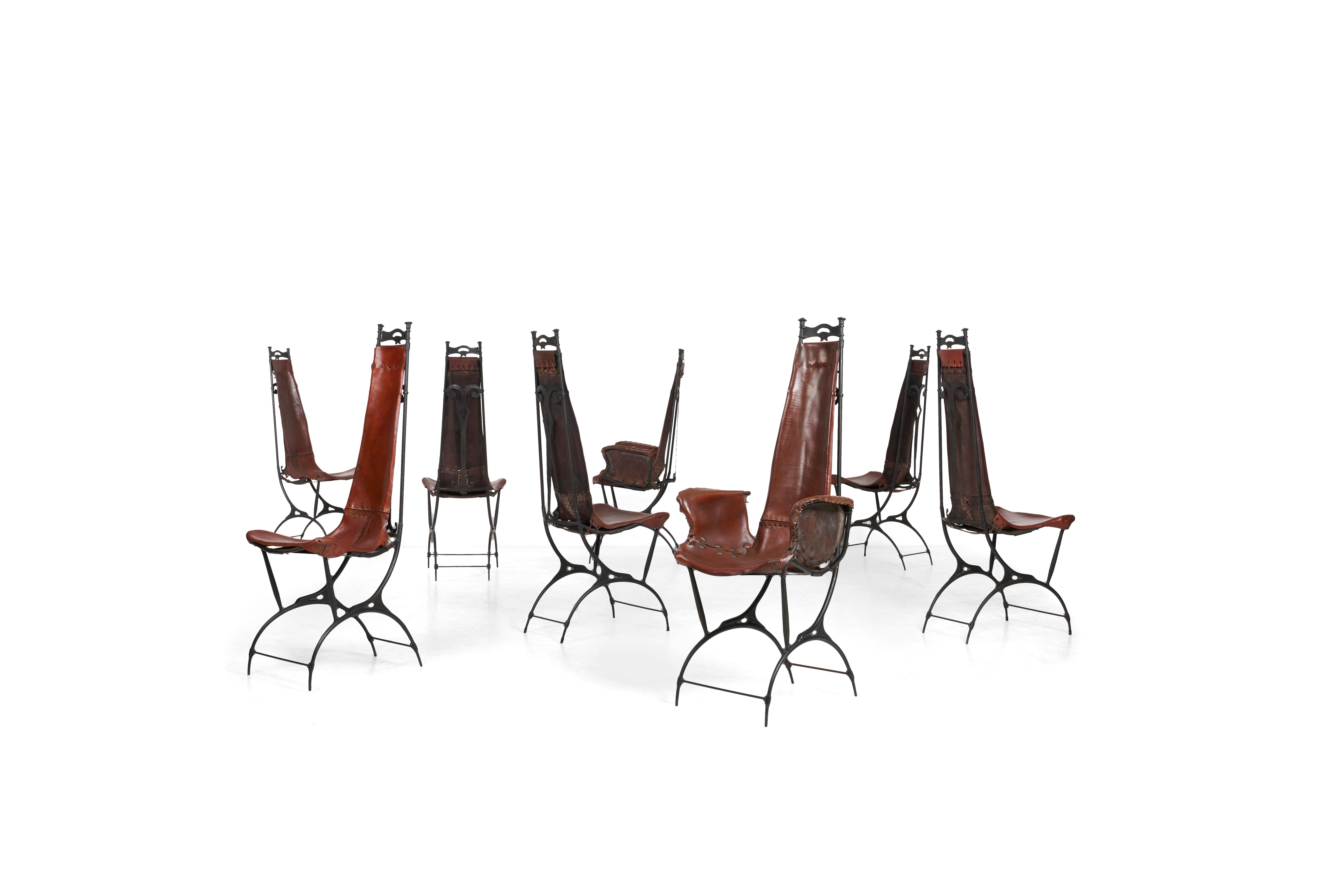 Set of 8 Francois and Sido Thevenin Dining Chairs For Sale 2