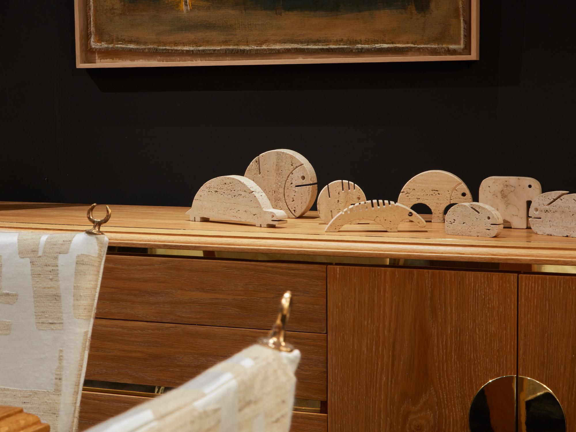 Set di 8 sculture di animali in travertino dei Fratelli Mannelli 1970 in vendita 2