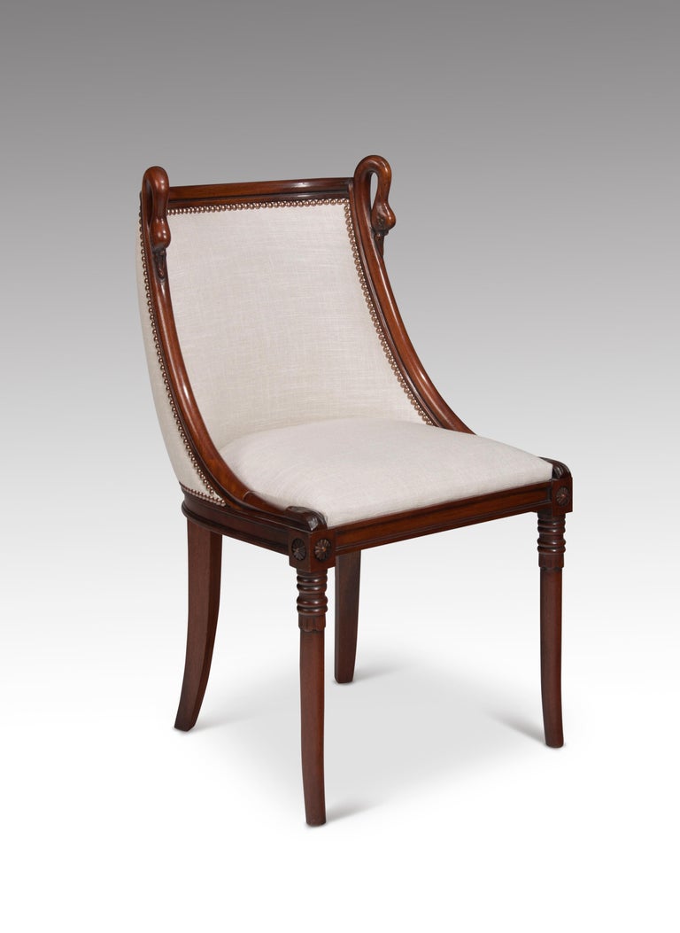 Set of 8 French 19th Century Empire Style Barrel Back Dining Chairs at