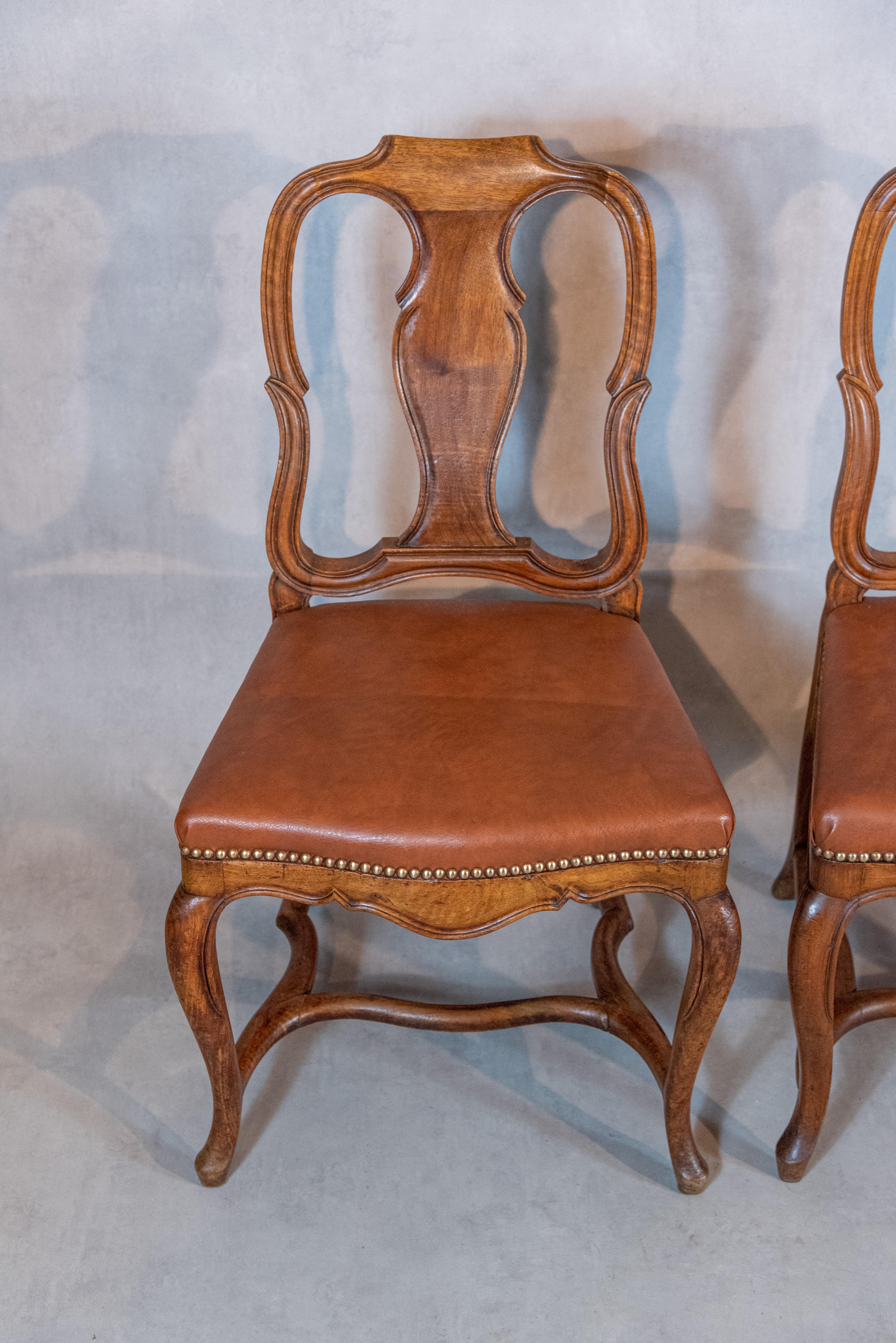 Set of 8 French 19th Century Empire Style Walnut Dining Chairs 5