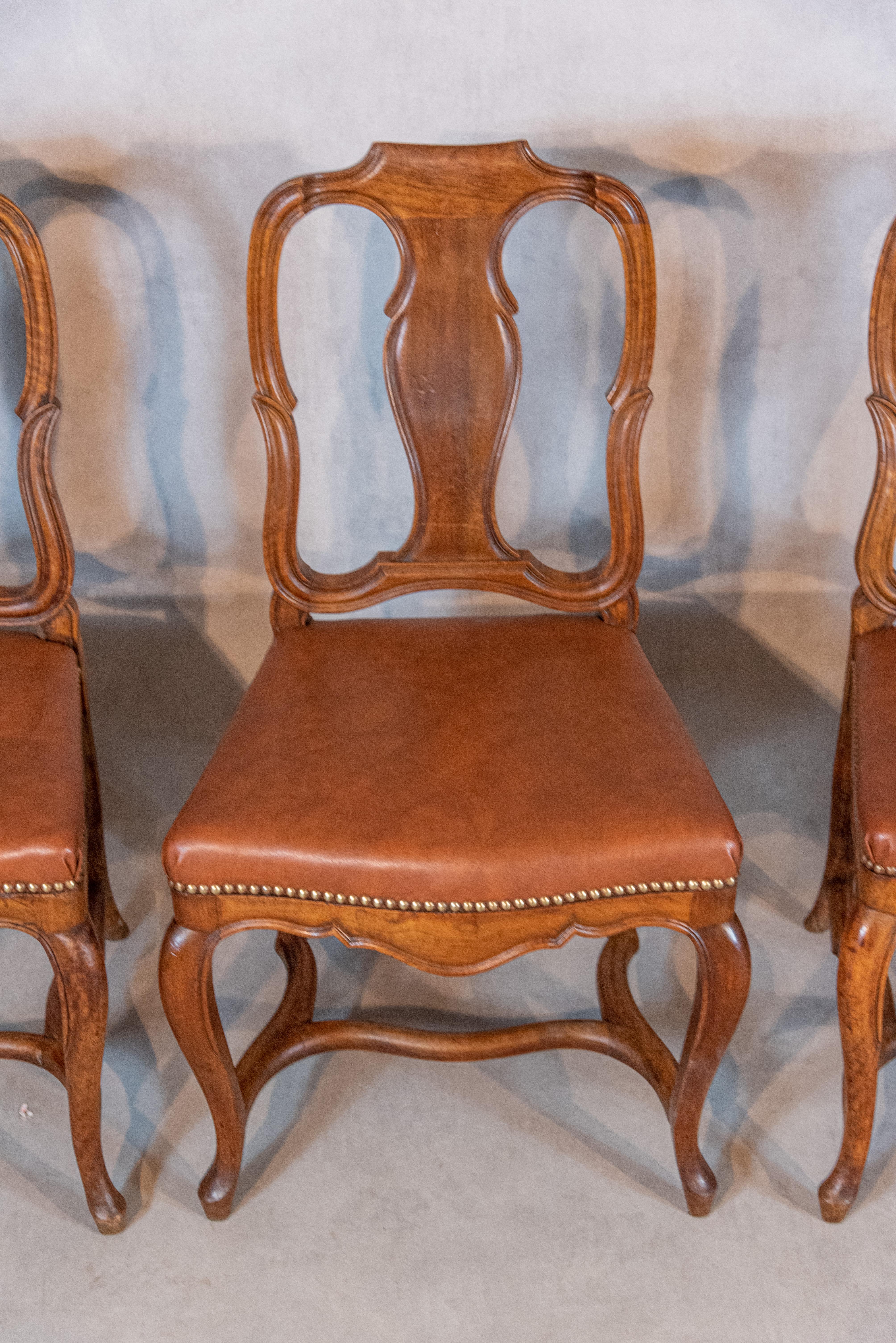 Set of 8 French 19th Century Empire Style Walnut Dining Chairs 6