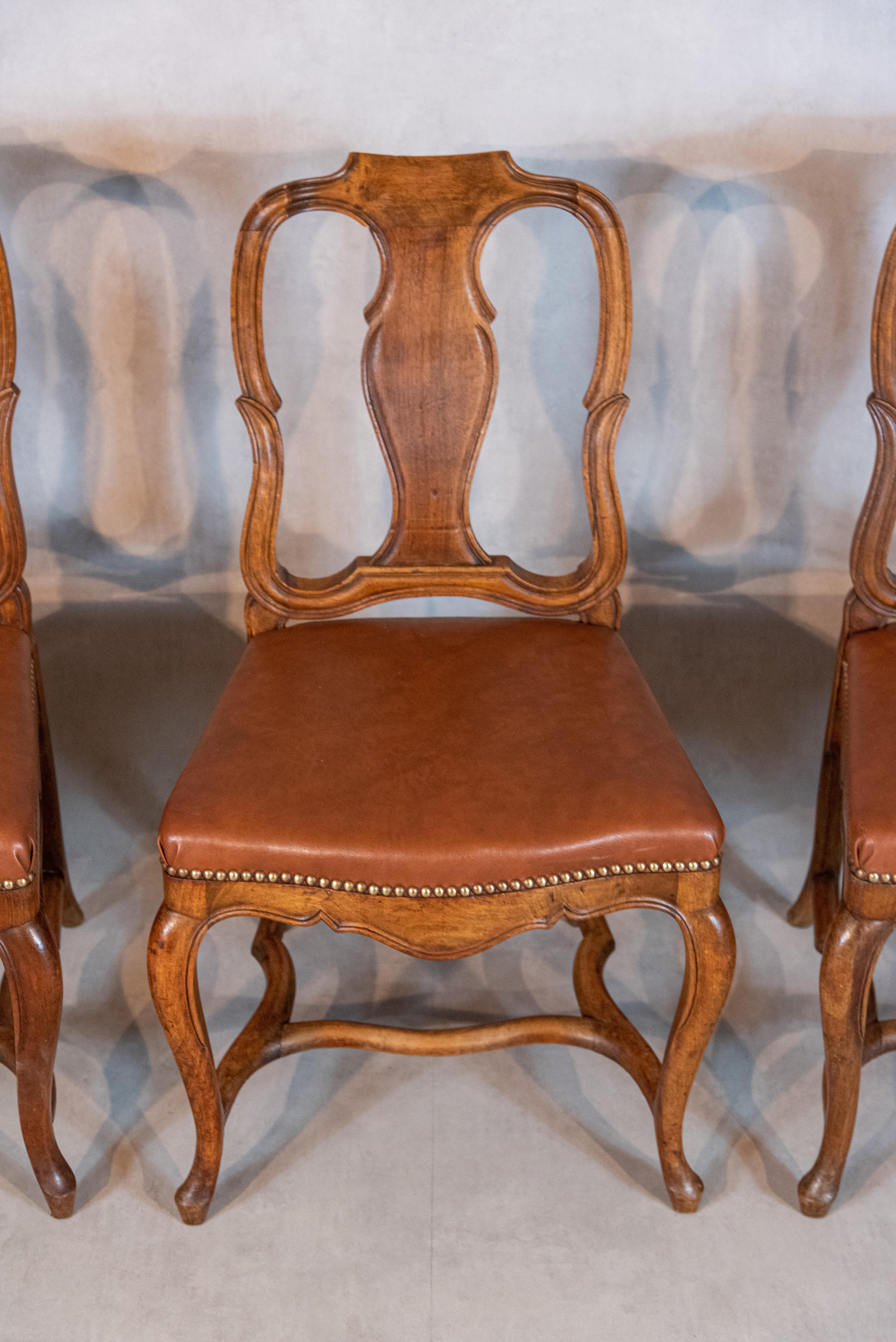 Set of 8 French 19th Century Empire Style Walnut Dining Chairs 7