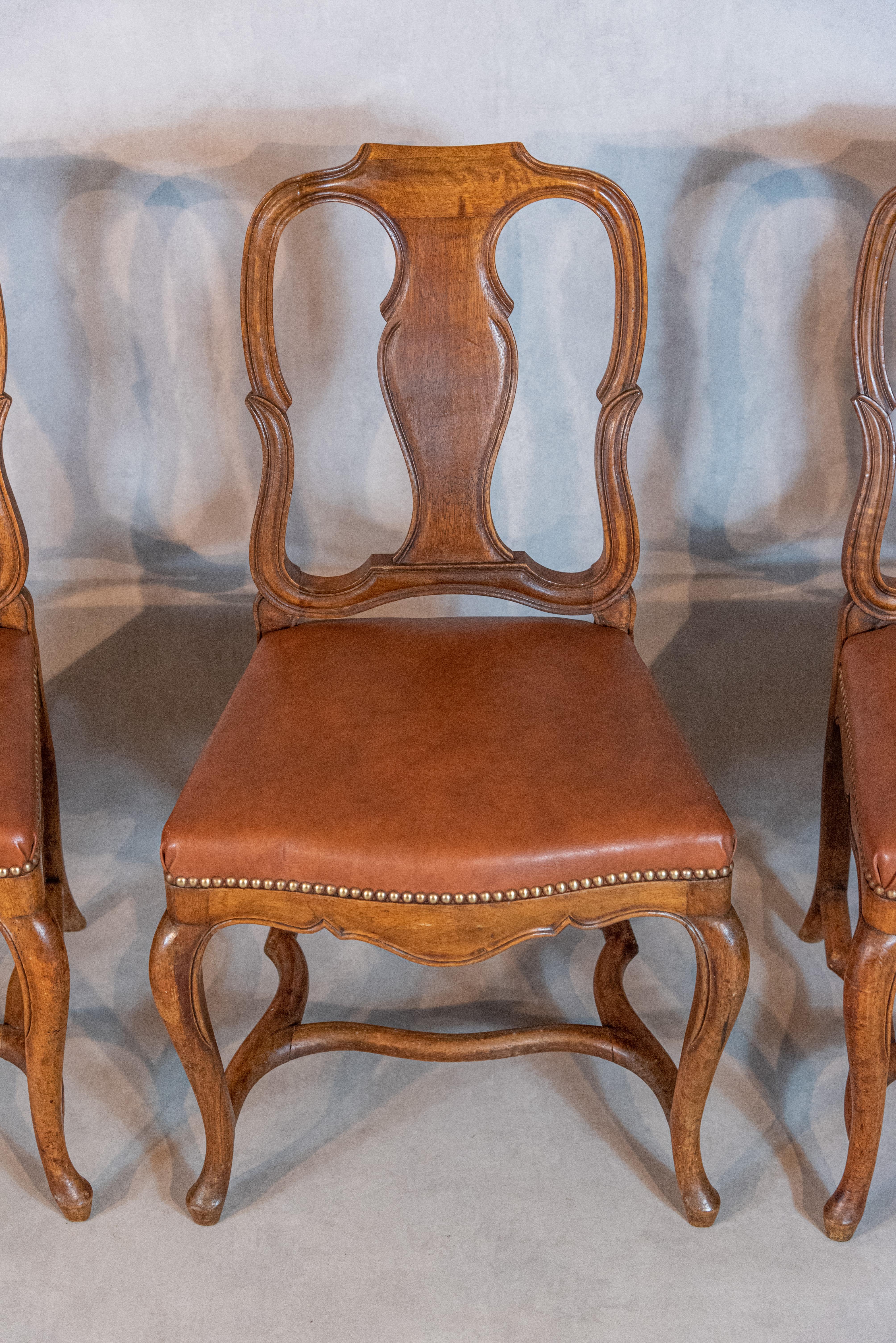 Set of 8 French 19th Century Empire Style Walnut Dining Chairs 8