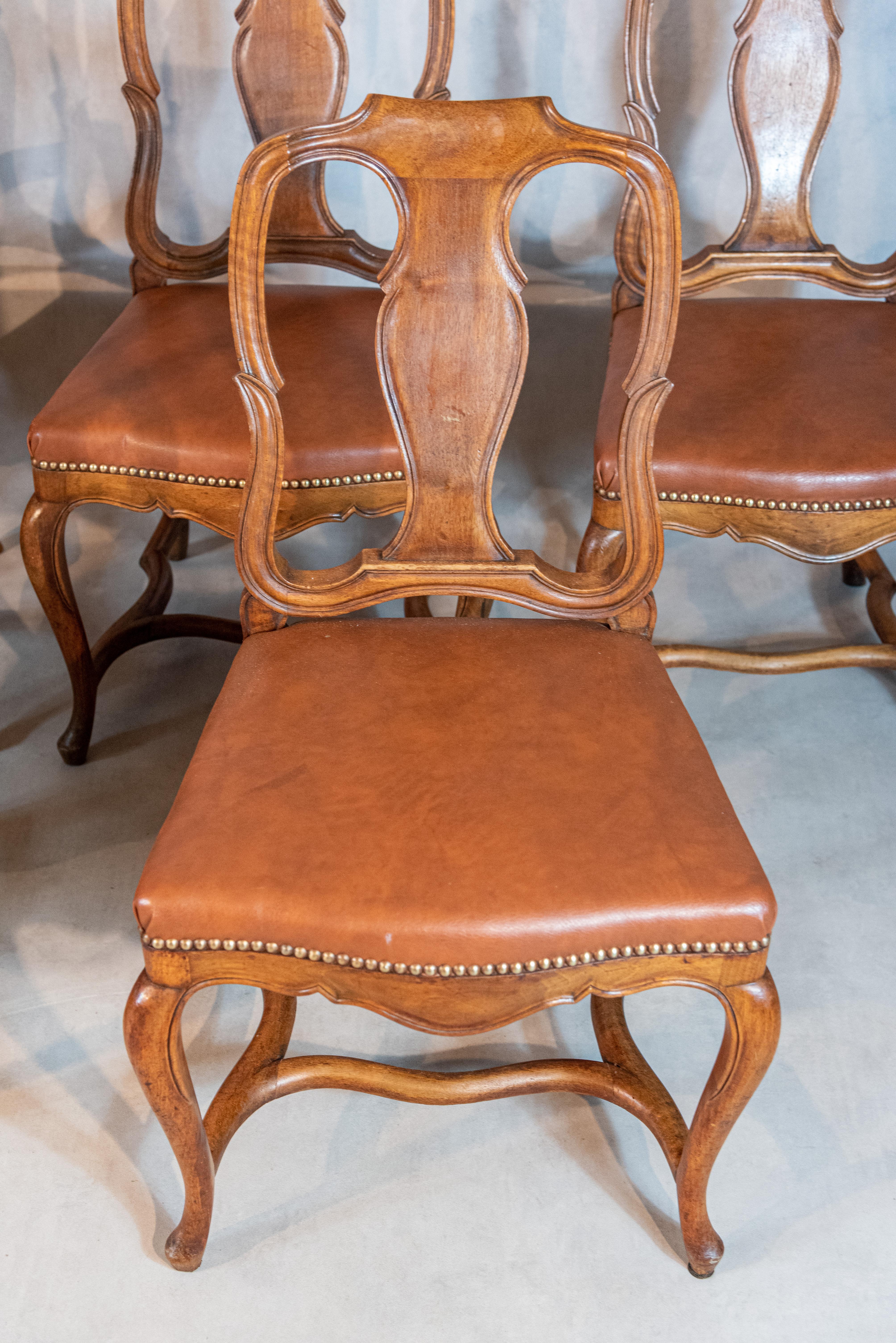 Set of 8 French 19th Century Empire Style Walnut Dining Chairs 2
