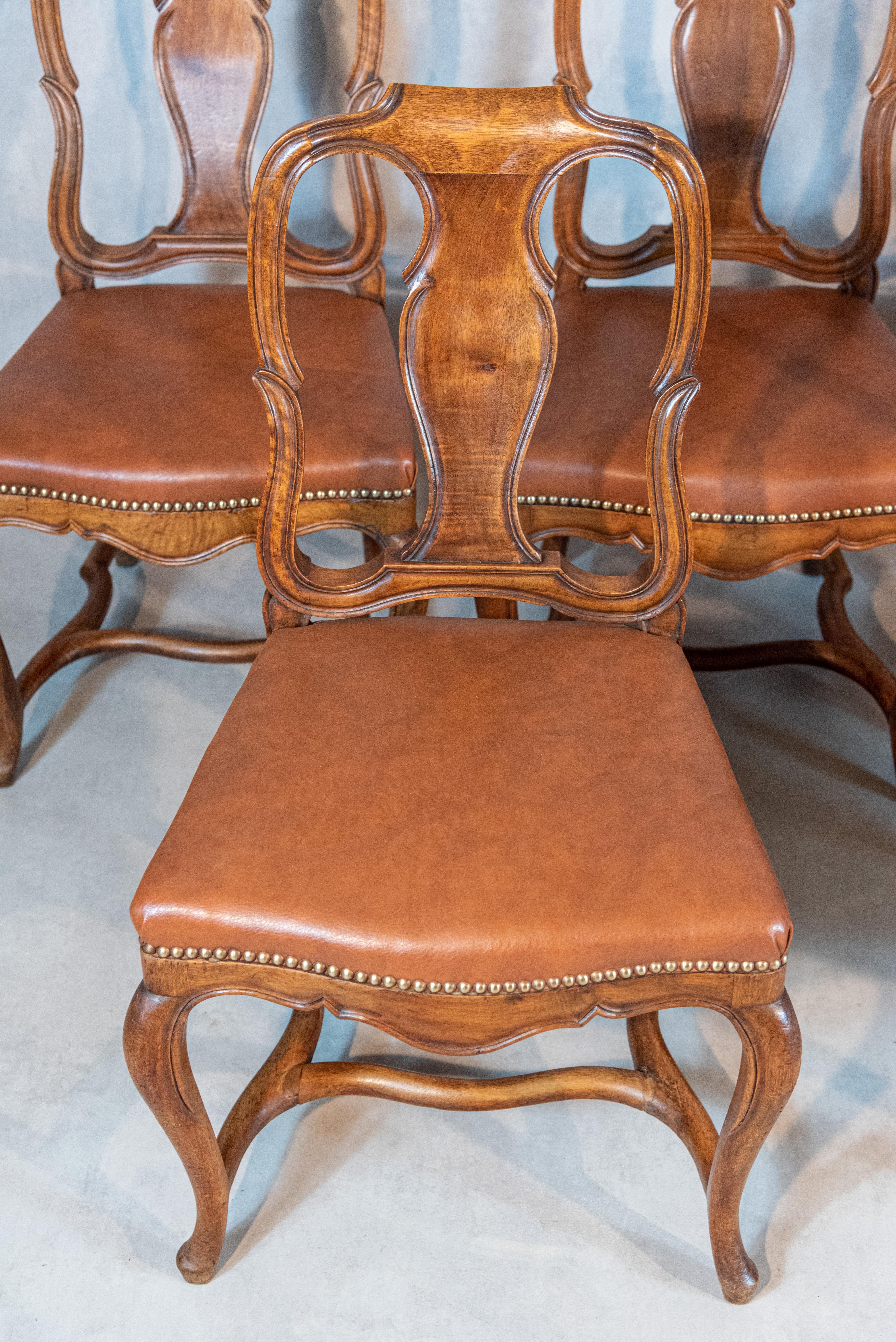 Set of 8 French 19th Century Empire Style Walnut Dining Chairs 3