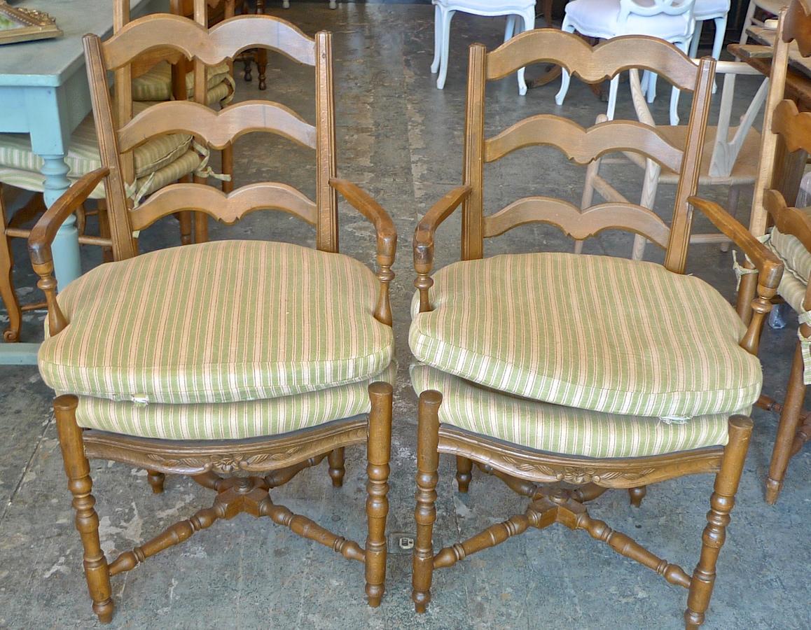 Set of 8 French 19th Century Ladder-Back Chairs 2 Armchairs and 6 Side-Chairs 7