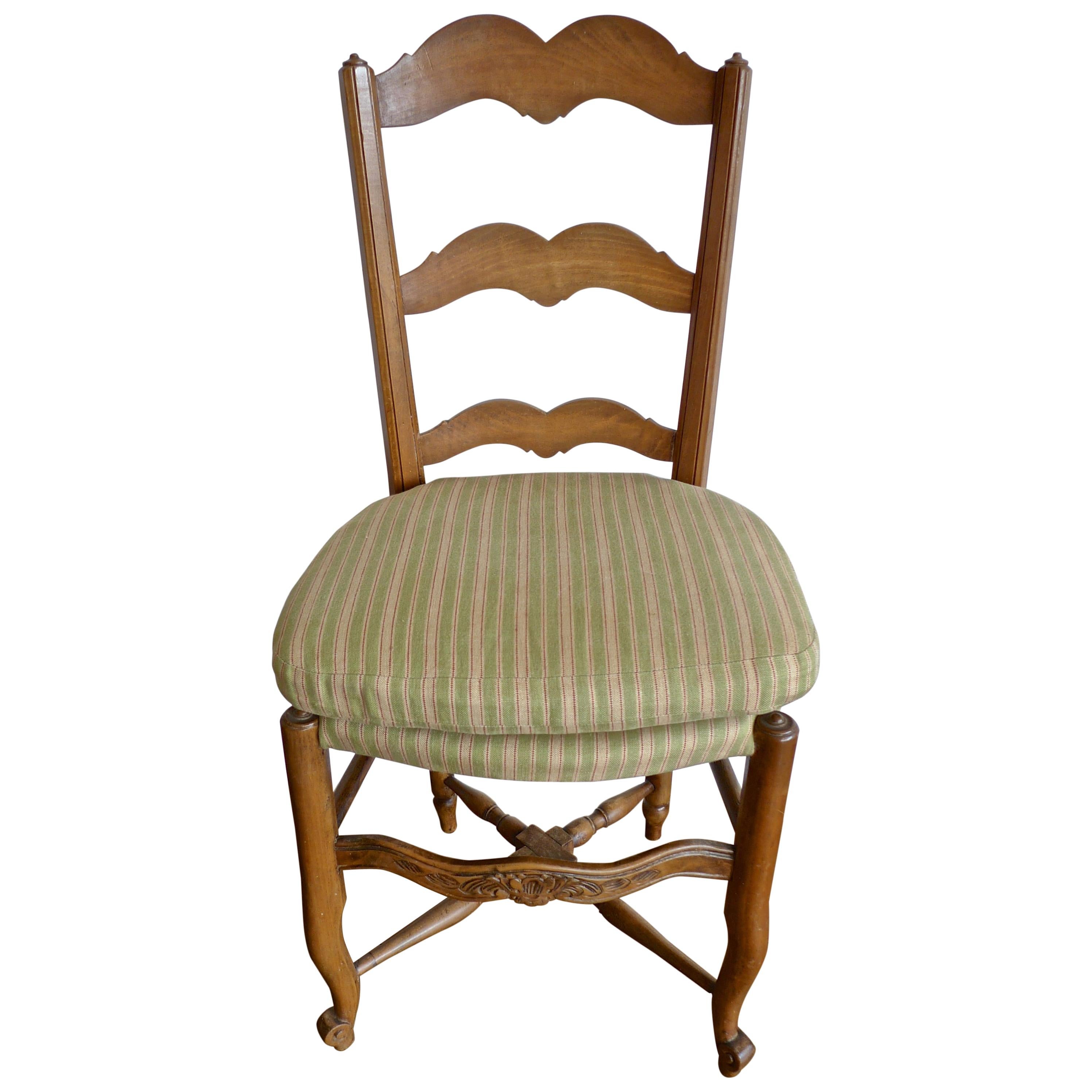 Wood Set of 8 French 19th Century Ladder-Back Chairs 2 Armchairs and 6 Side-Chairs