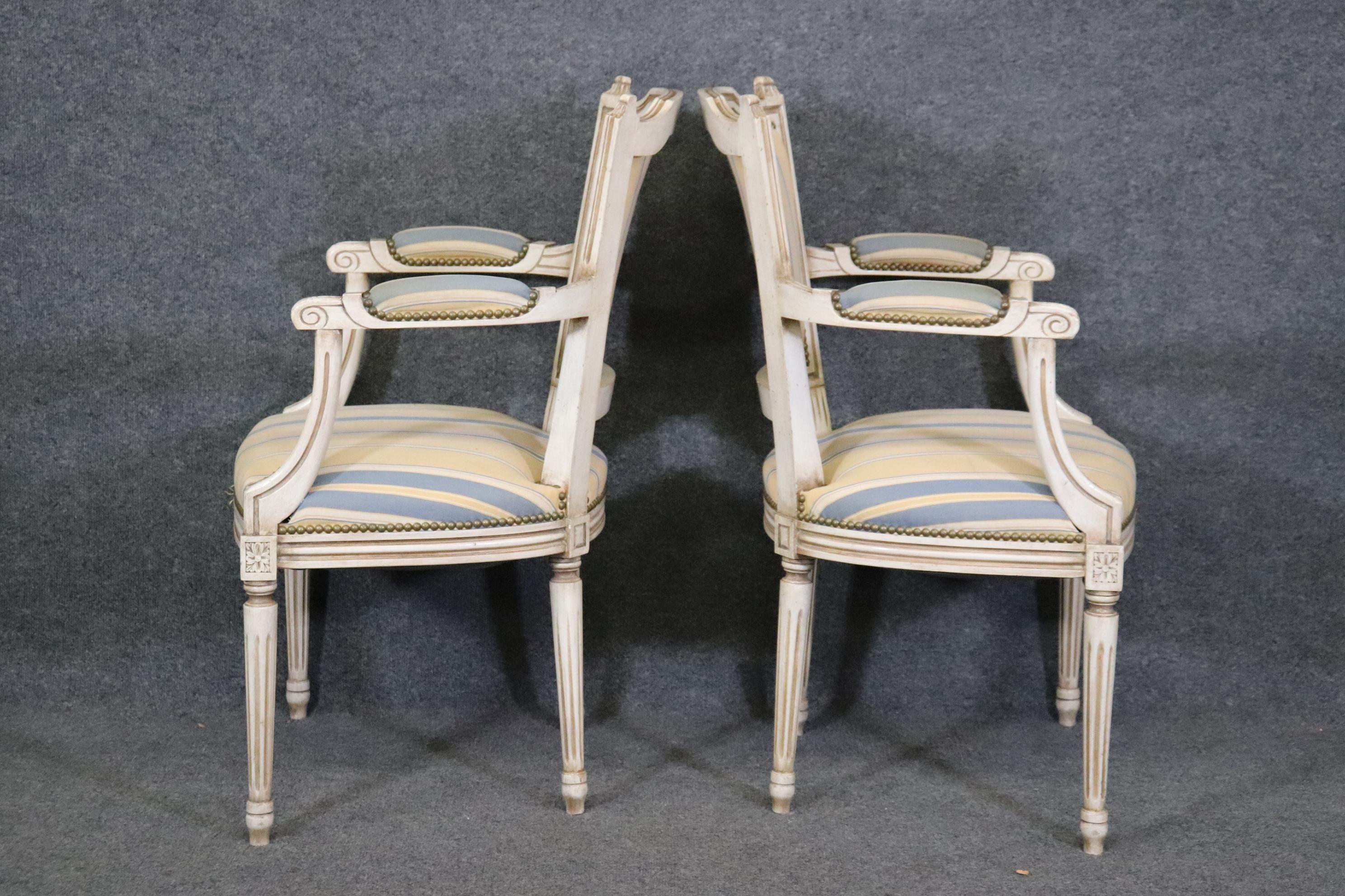 Set of 8 French Antique White Maison Jansen Attributed Dining Chairs  3