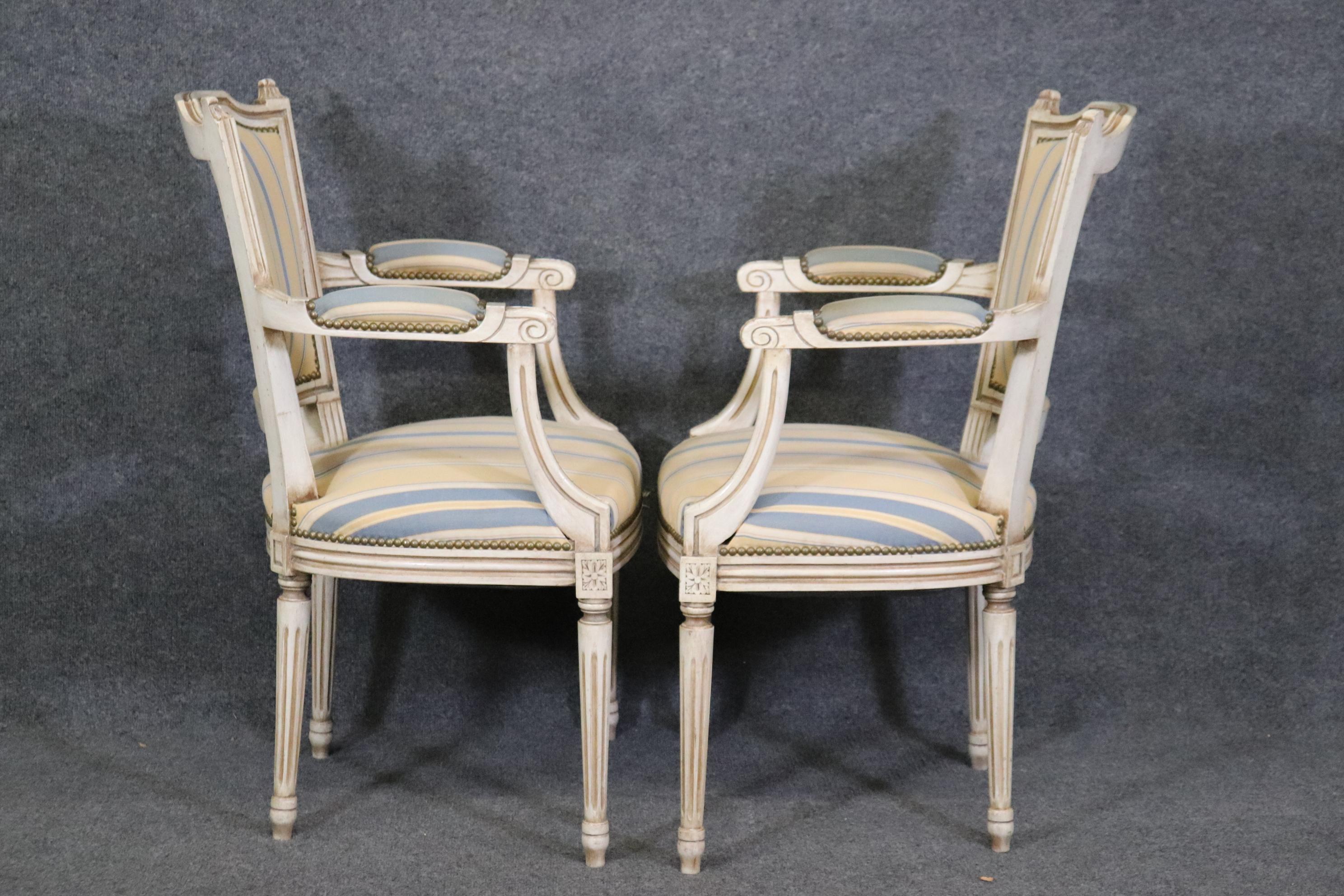 Louis XVI Set of 8 French Antique White Maison Jansen Attributed Dining Chairs 