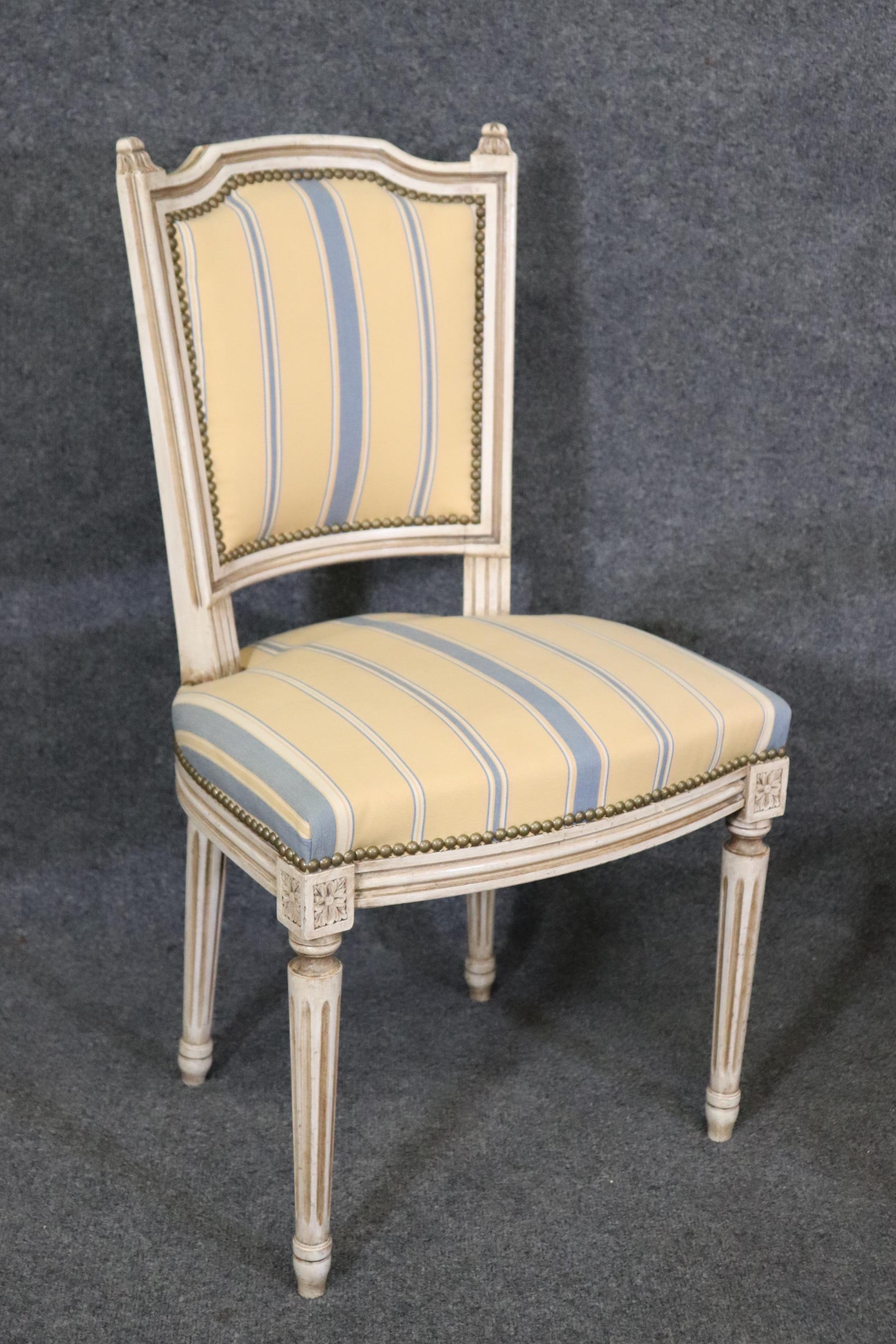 Set of 8 French Antique White Maison Jansen Attributed Dining Chairs  1