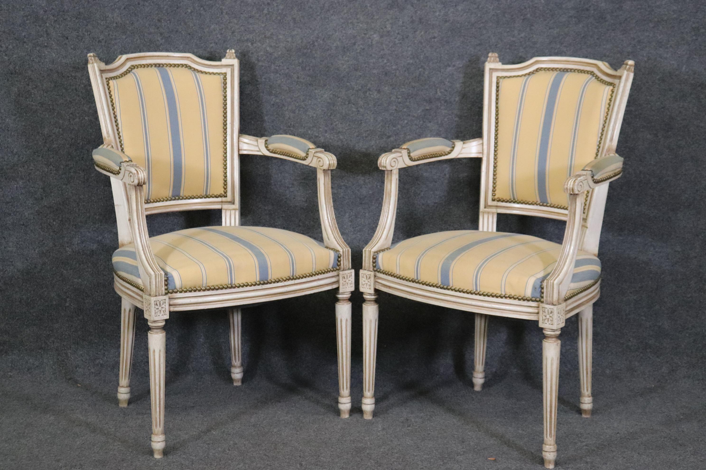 Set of 8 French Antique White Maison Jansen Attributed Dining Chairs  2