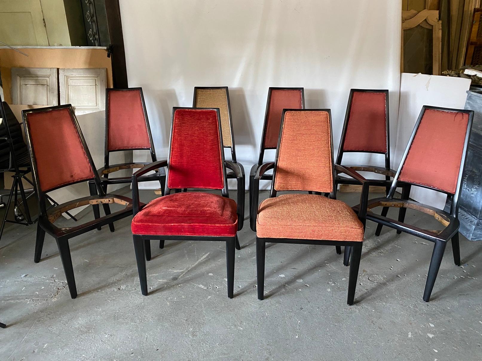 Set of 8 French Art Deco Dining Chairs In Good Condition For Sale In Sheffield, MA
