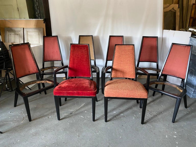 Set of 8 French Art Deco Dining Chairs In Good Condition For Sale In Great Barrington, MA