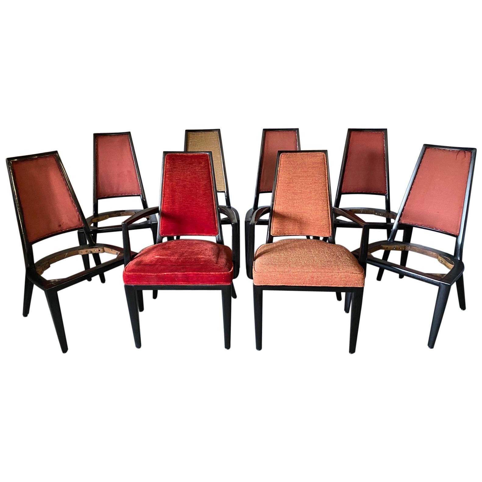 Ensemble de 8 chaises de salle à manger Art déco français en vente